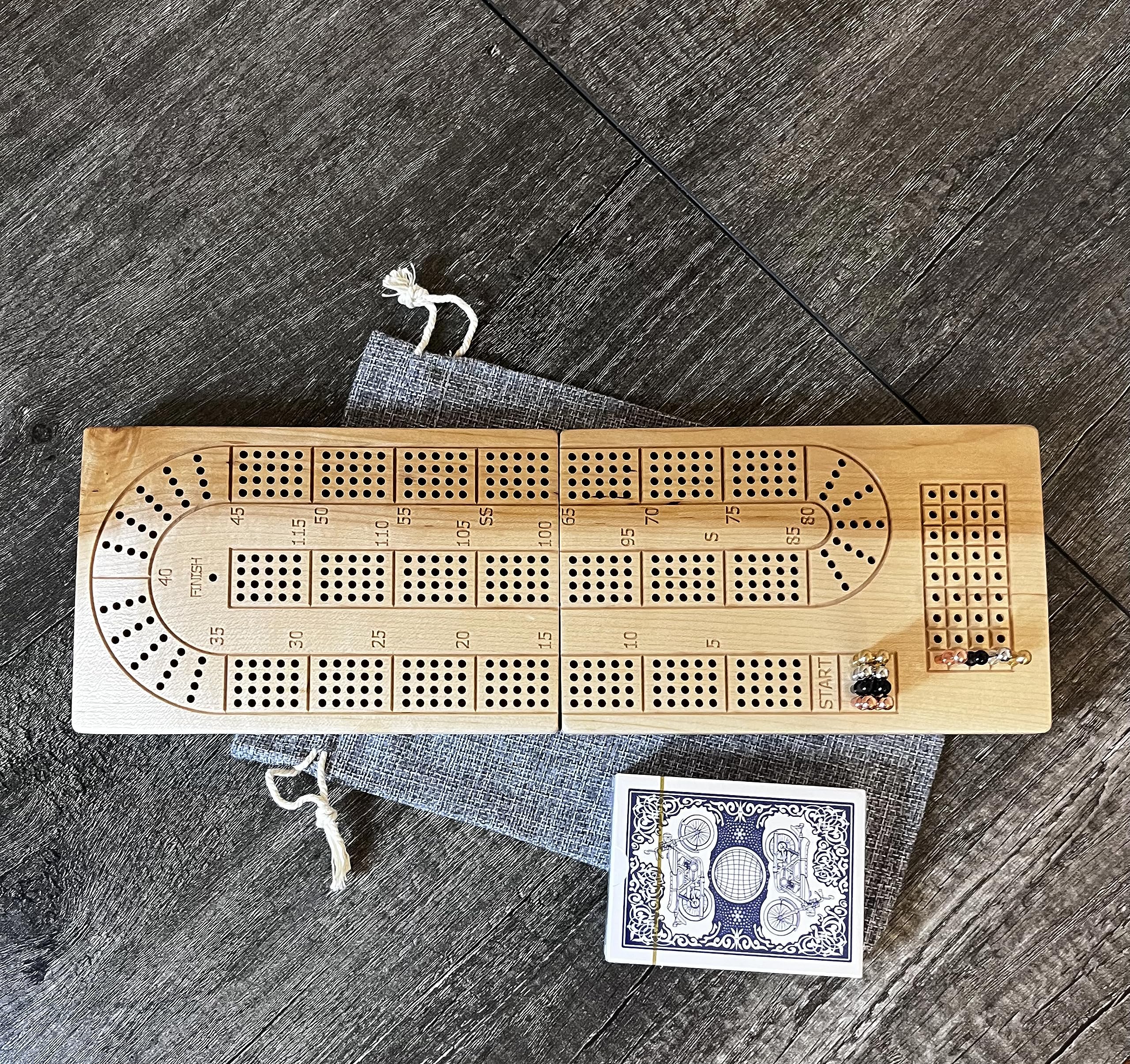 Foto 3 pulgar | Tabla De Cribbage De Madera De Arce, 4 Rieles, Plegable Con Bolsa De Viaje - Venta Internacional.