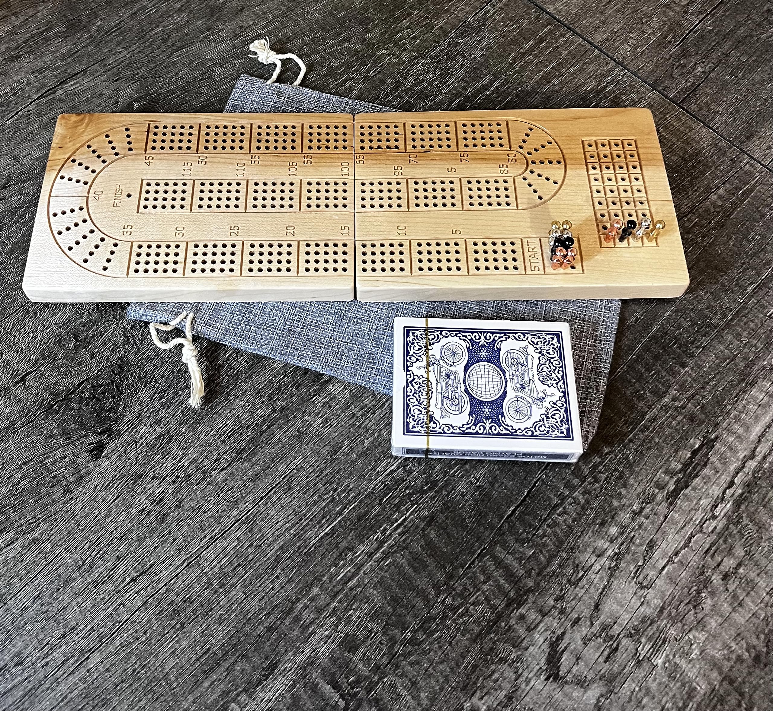 Foto 5 | Tabla De Cribbage De Madera De Arce, 4 Rieles, Plegable Con Bolsa De Viaje - Venta Internacional.