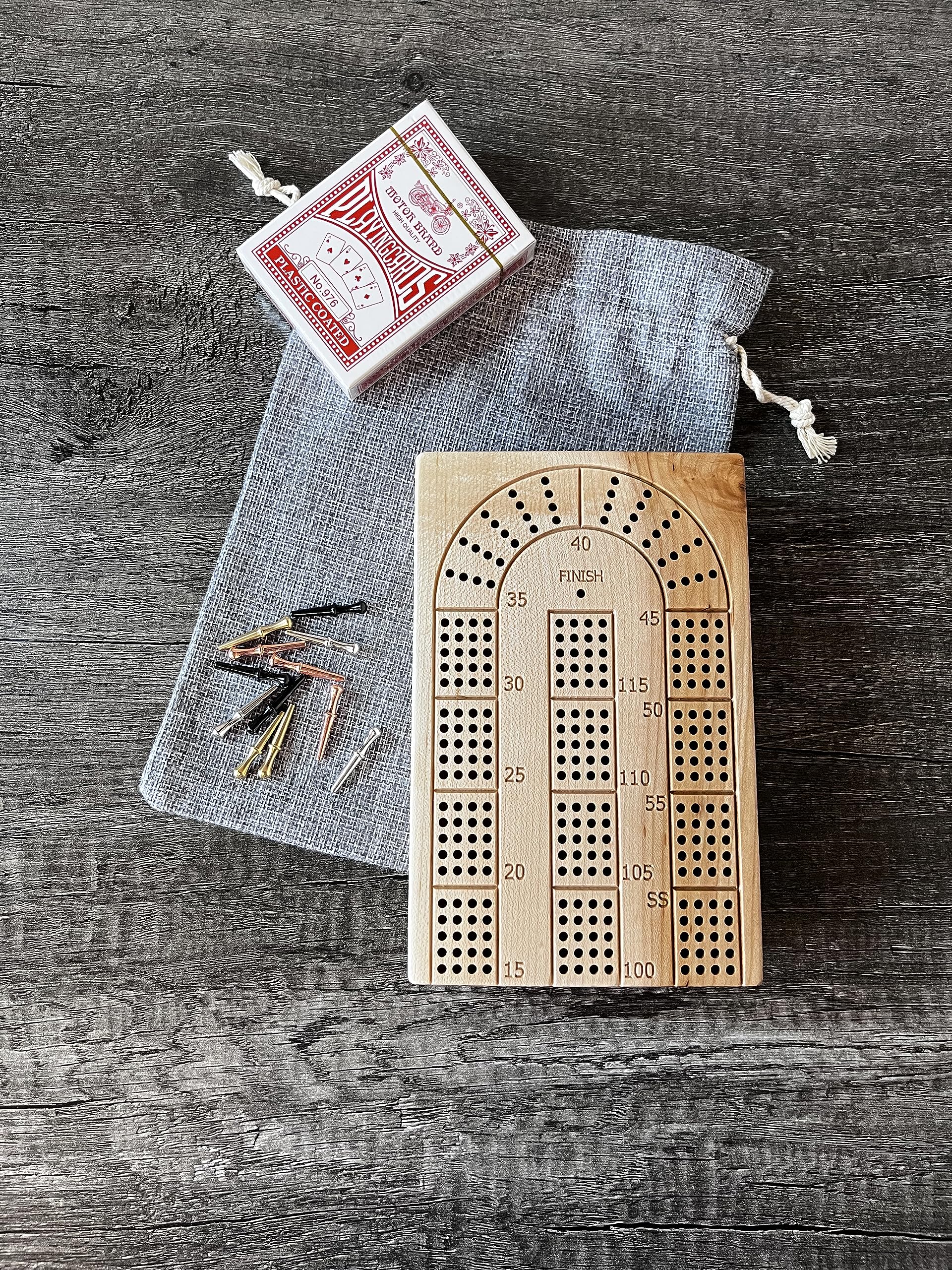 Foto 7 pulgar | Tabla De Cribbage De Madera De Arce, 4 Rieles, Plegable Con Bolsa De Viaje - Venta Internacional.