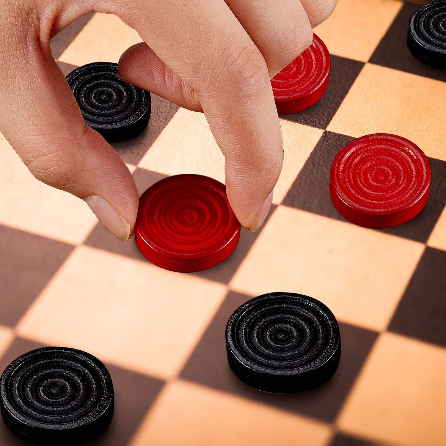 Foto 5 pulgar | Checkers Pieces Sumind Wooden 48 Piezas Con Bolsa De Almacenamiento - Venta Internacional.