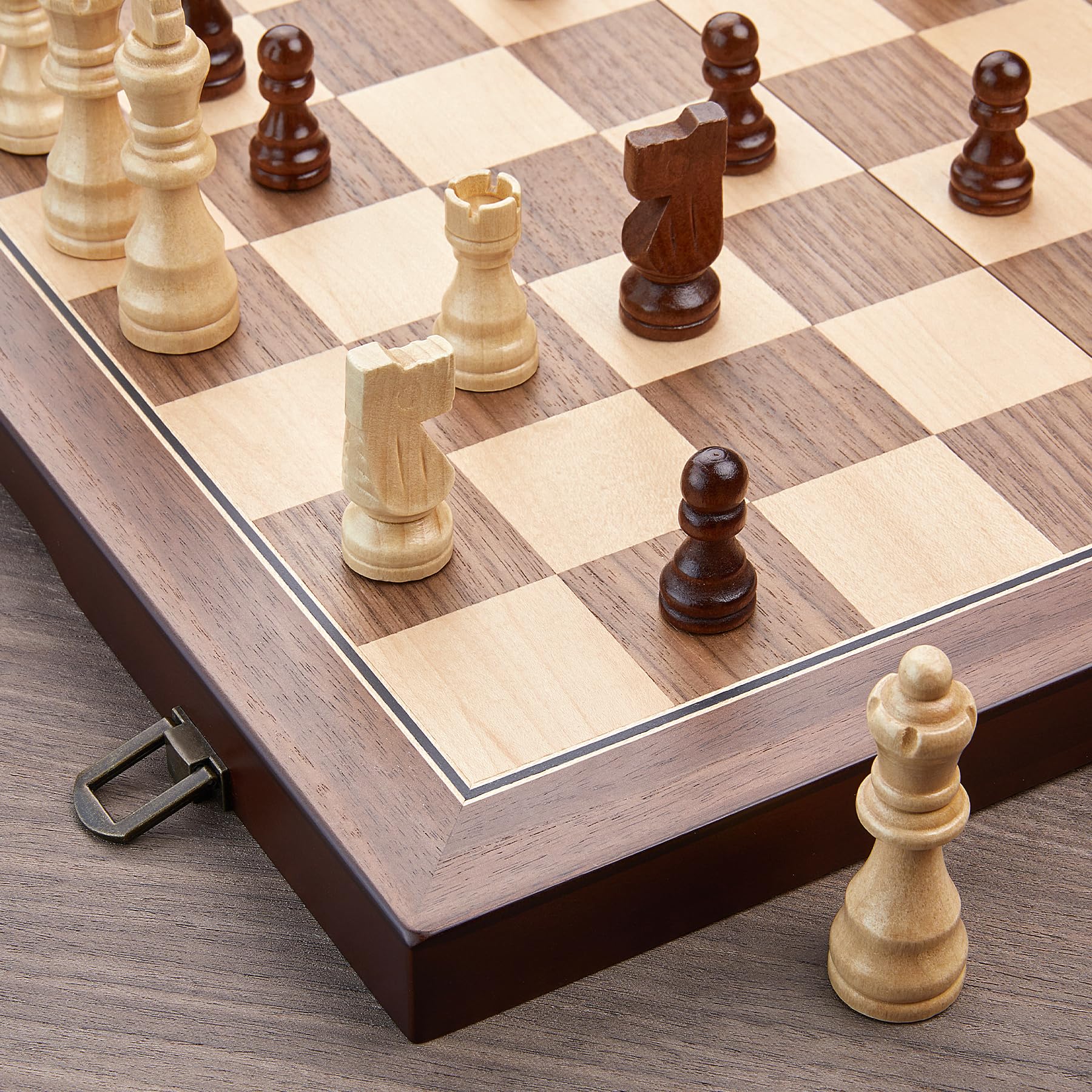 Foto 7 | Juego De Ajedrez Amerous Magnético De Madera De 15 Pulgadas Para Adultos Y Niños - Venta Internacional.