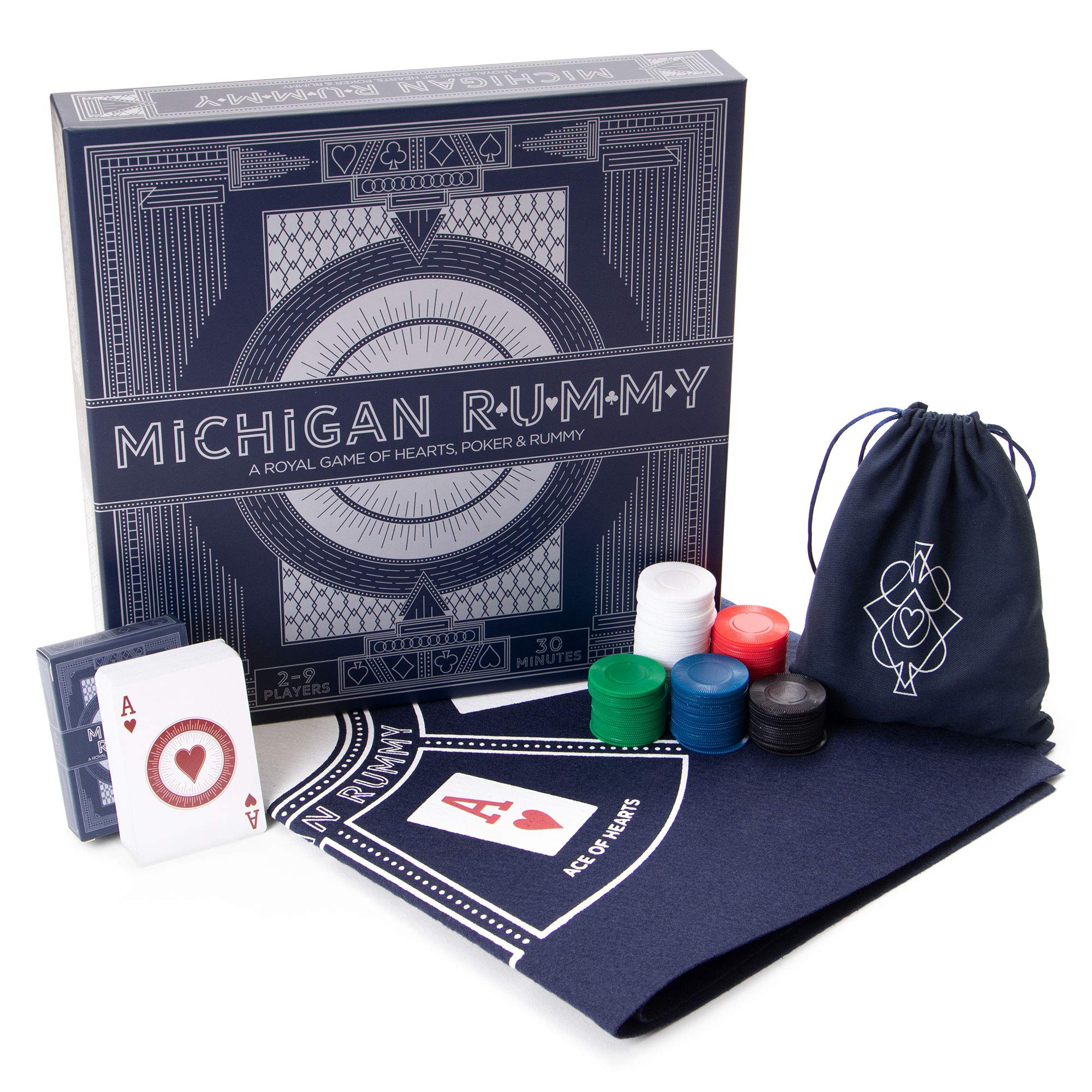 Juego De Mesa Brybelly Michigan Rummy Deluxe Con Set De Póquer - Venta Internacional.