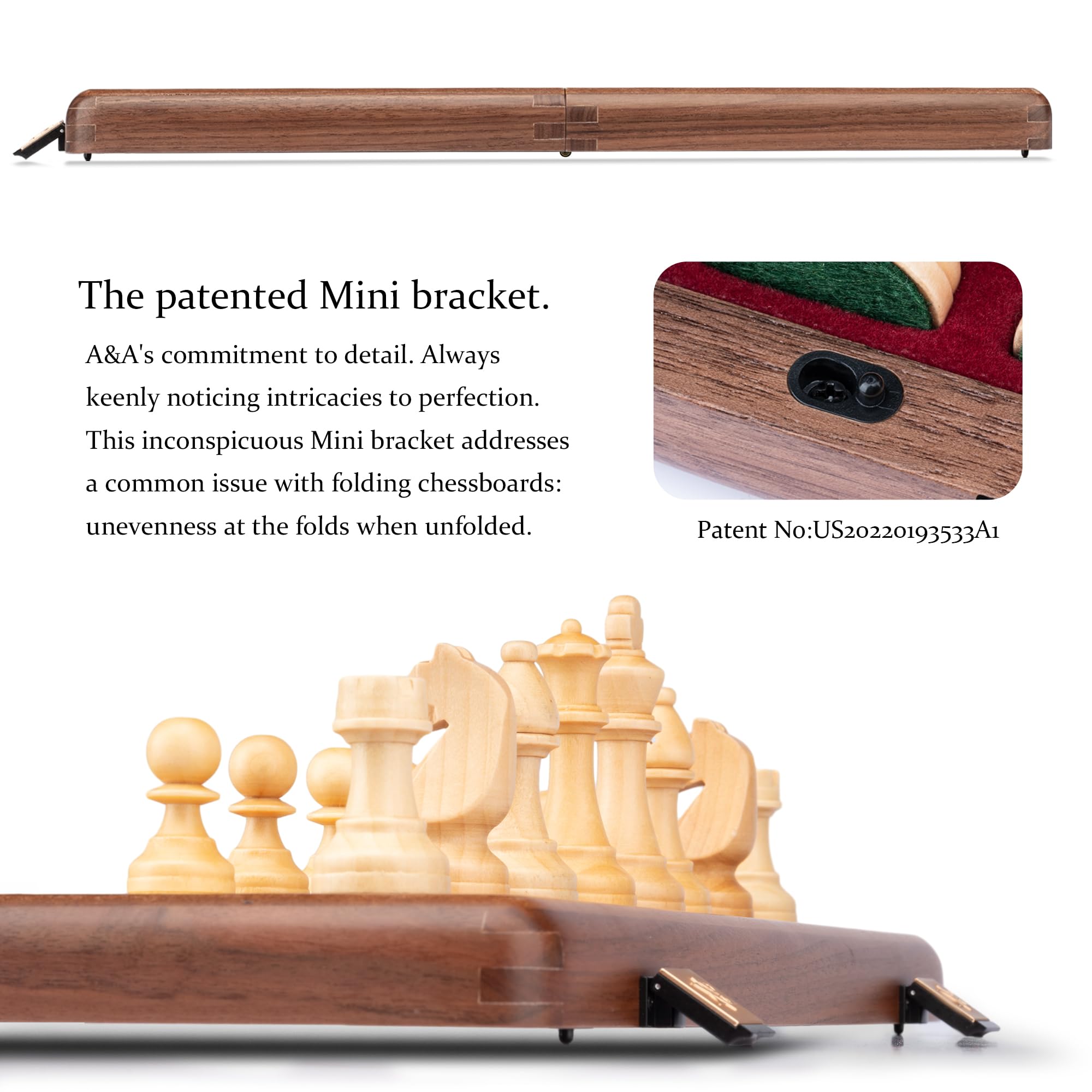 Foto 2 | Juego De Ajedrez A&a De Madera Plegable De 38 Cm Con 7,6 Cm De Altura King - Venta Internacional.