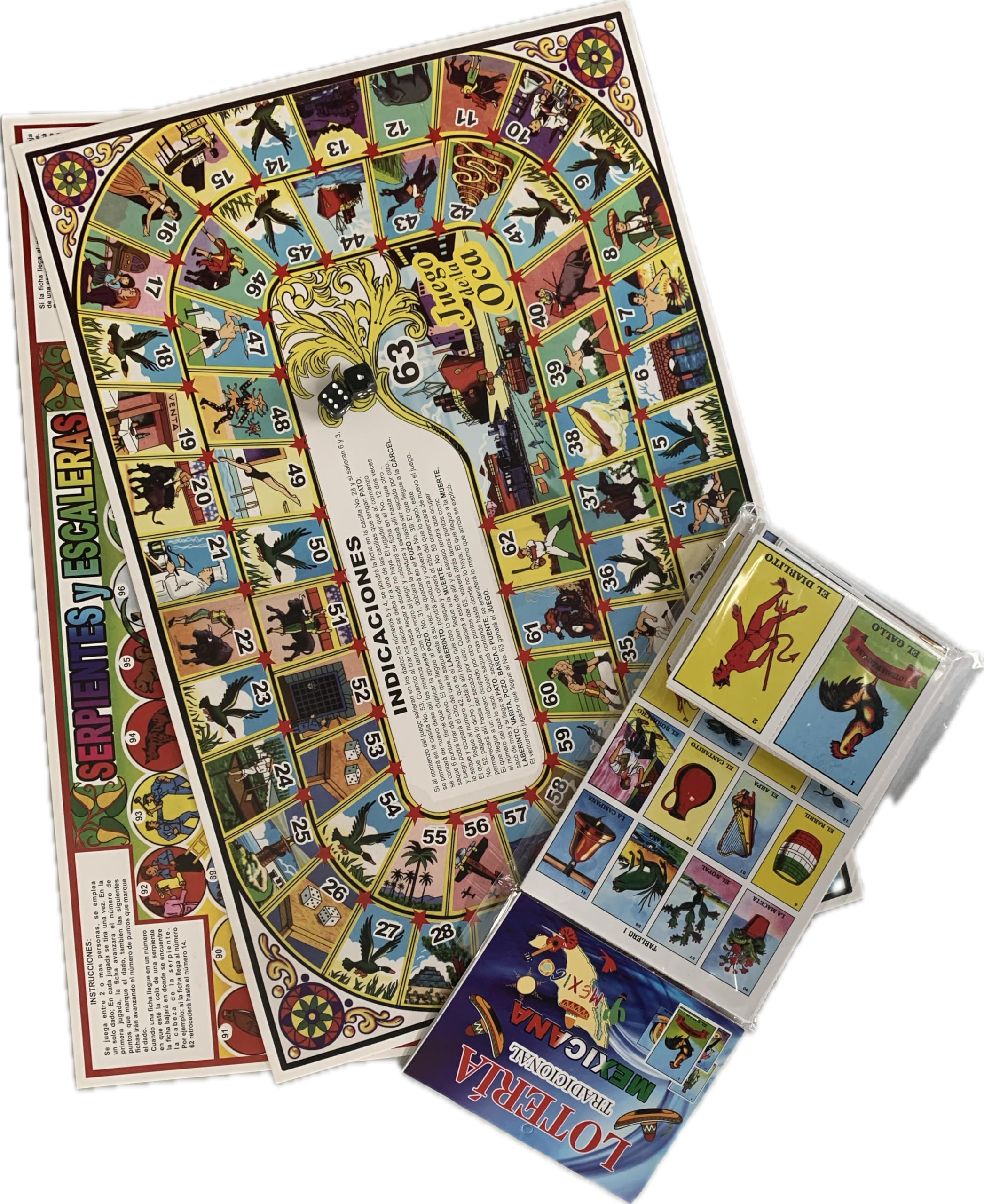 Foto 2 pulgar | Juego De Mesa Mexicano, Juego De Serpientes Y Escaleras, Juego De Ganso, Lotería - Venta Internacional.