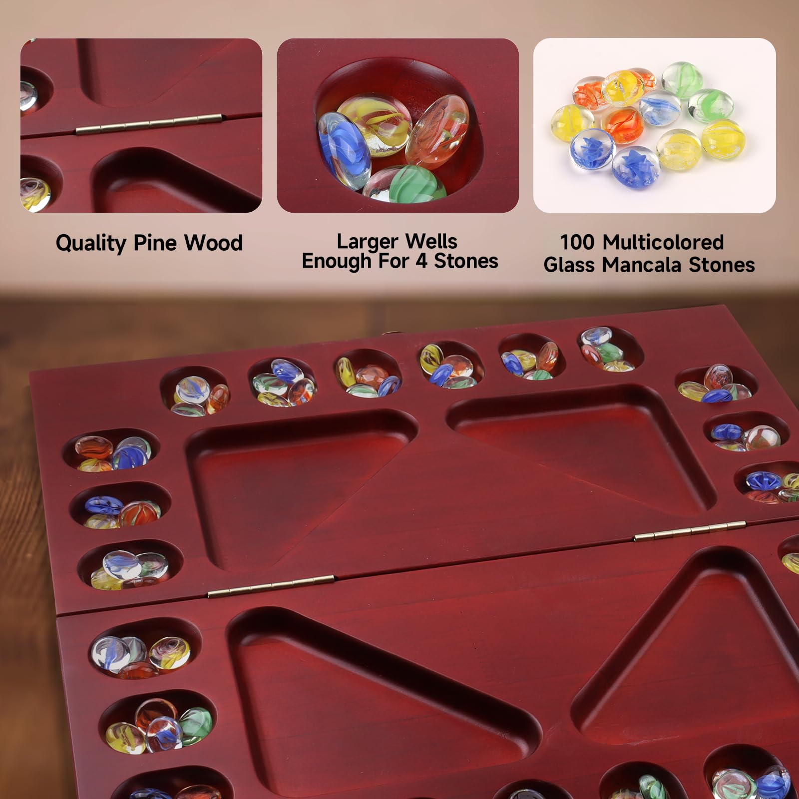Foto 5 pulgar | Juego De Mesa Mancala Gse Games & Sports Expert Para 4 Jugadores Con Piedras - Venta Internacional.