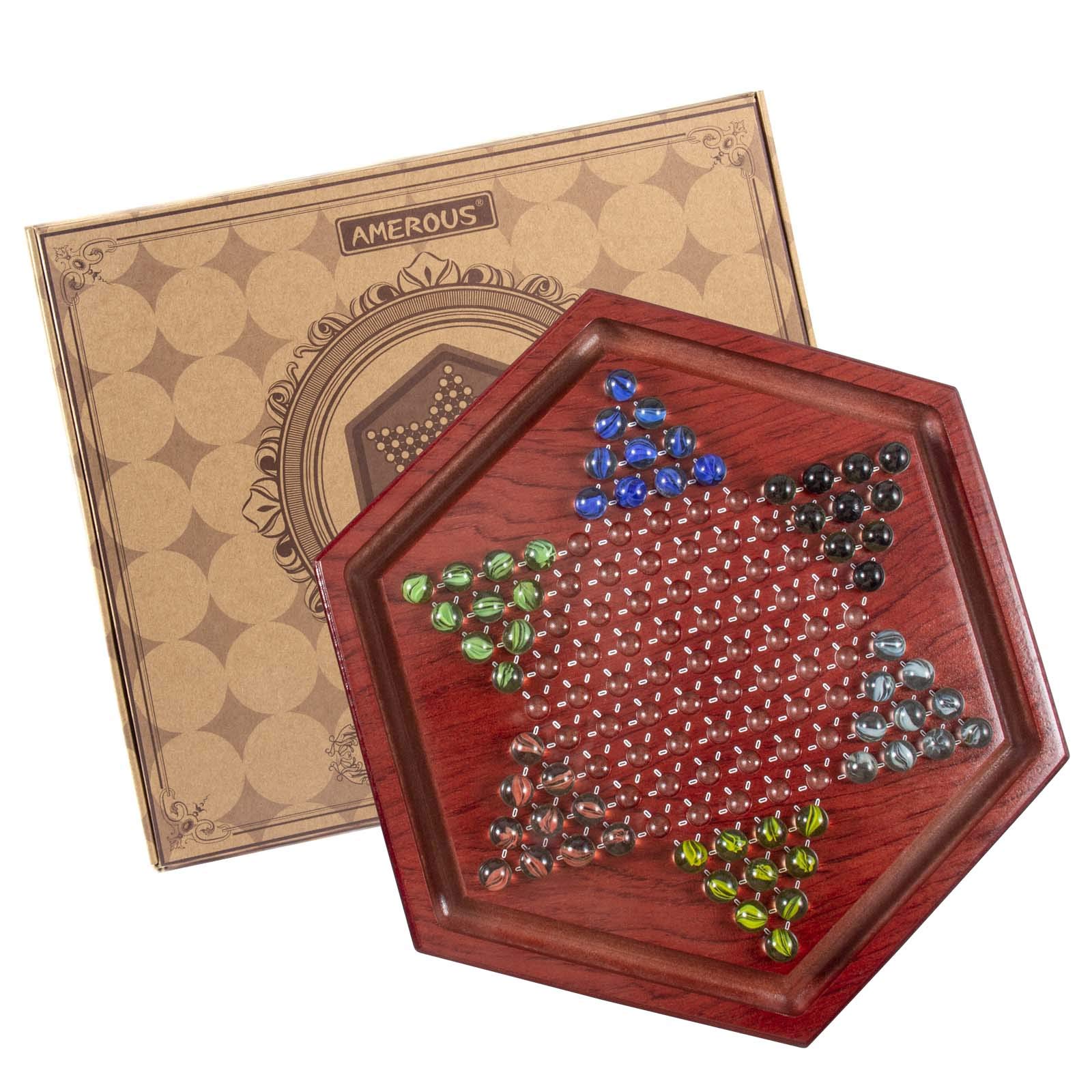 Foto 6 | Juego De Mesa De Damas Chinas Amerous De Madera De 34,5 Cm Con 60 Canicas - Venta Internacional.