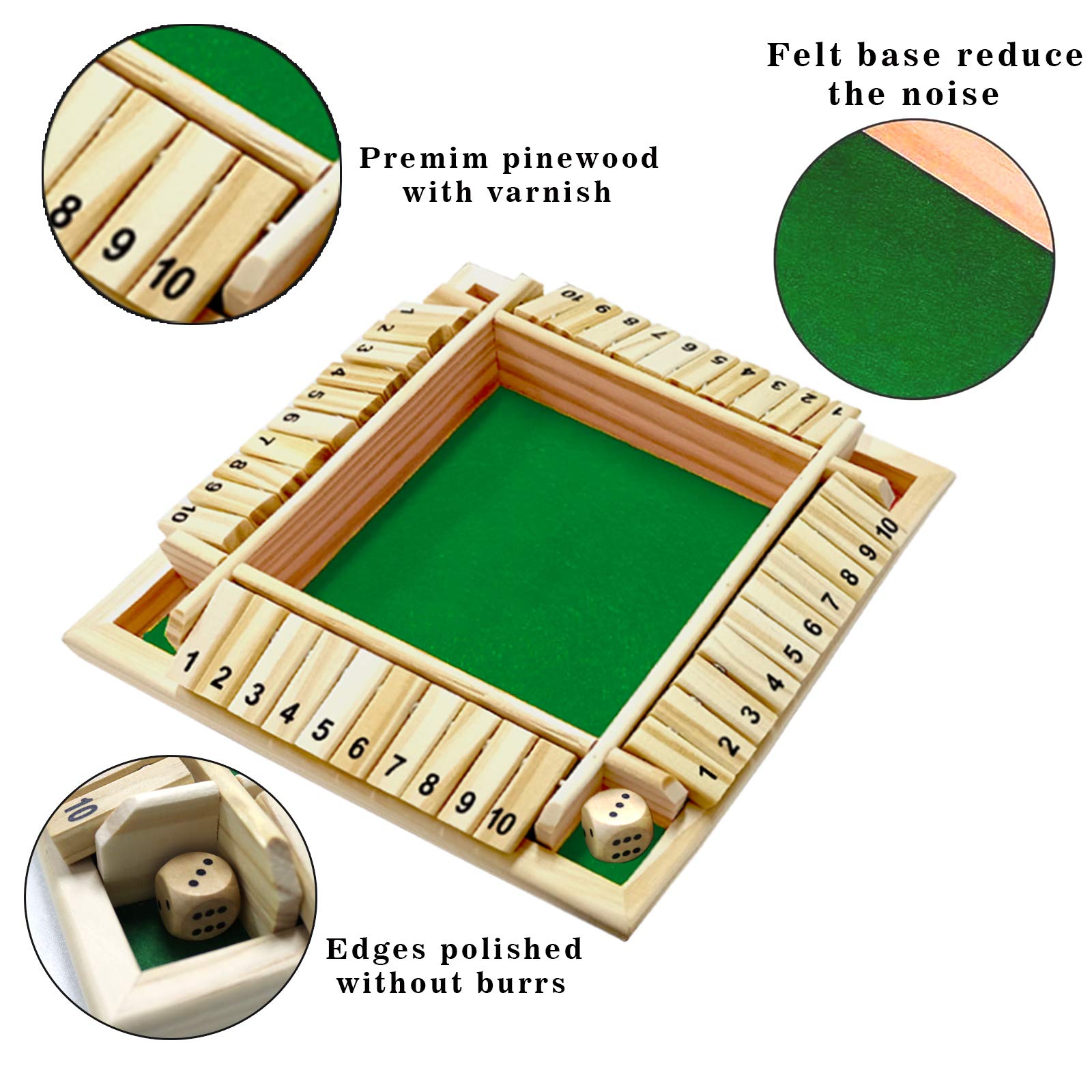 Foto 2 | Juego De Dados Shut The Box Dc-beautiful Para Adultos De 2 A 4 Jugadores - Venta Internacional.