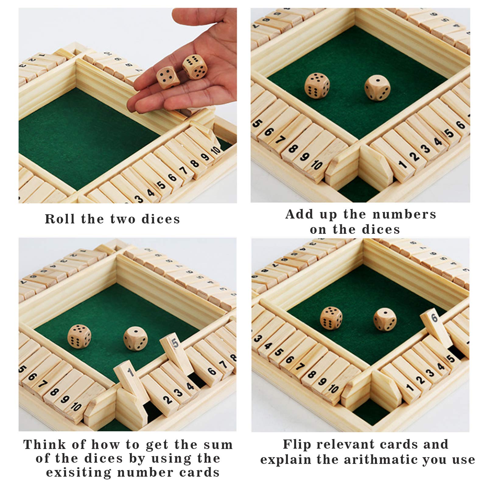Foto 7 pulgar | Juego De Dados Shut The Box Dc-beautiful Para Adultos De 2 A 4 Jugadores - Venta Internacional.