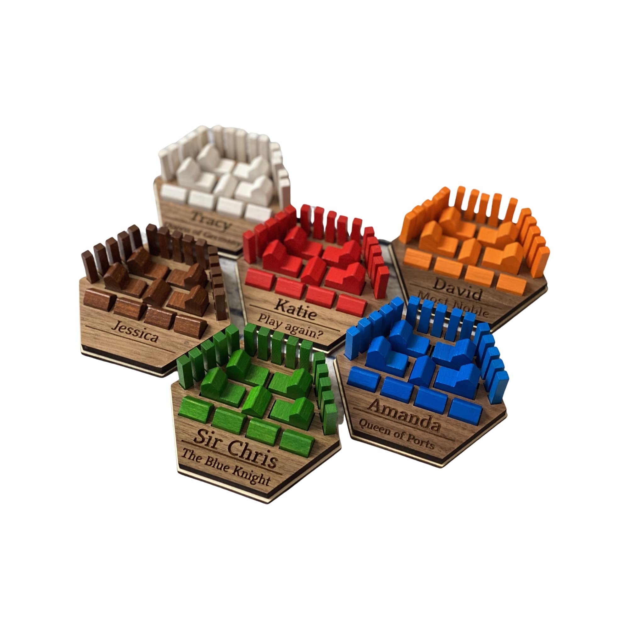 Soporte Para Juego De Mesa Settlers Premium, Madera De Nogal, Hexágono - Venta Internacional.