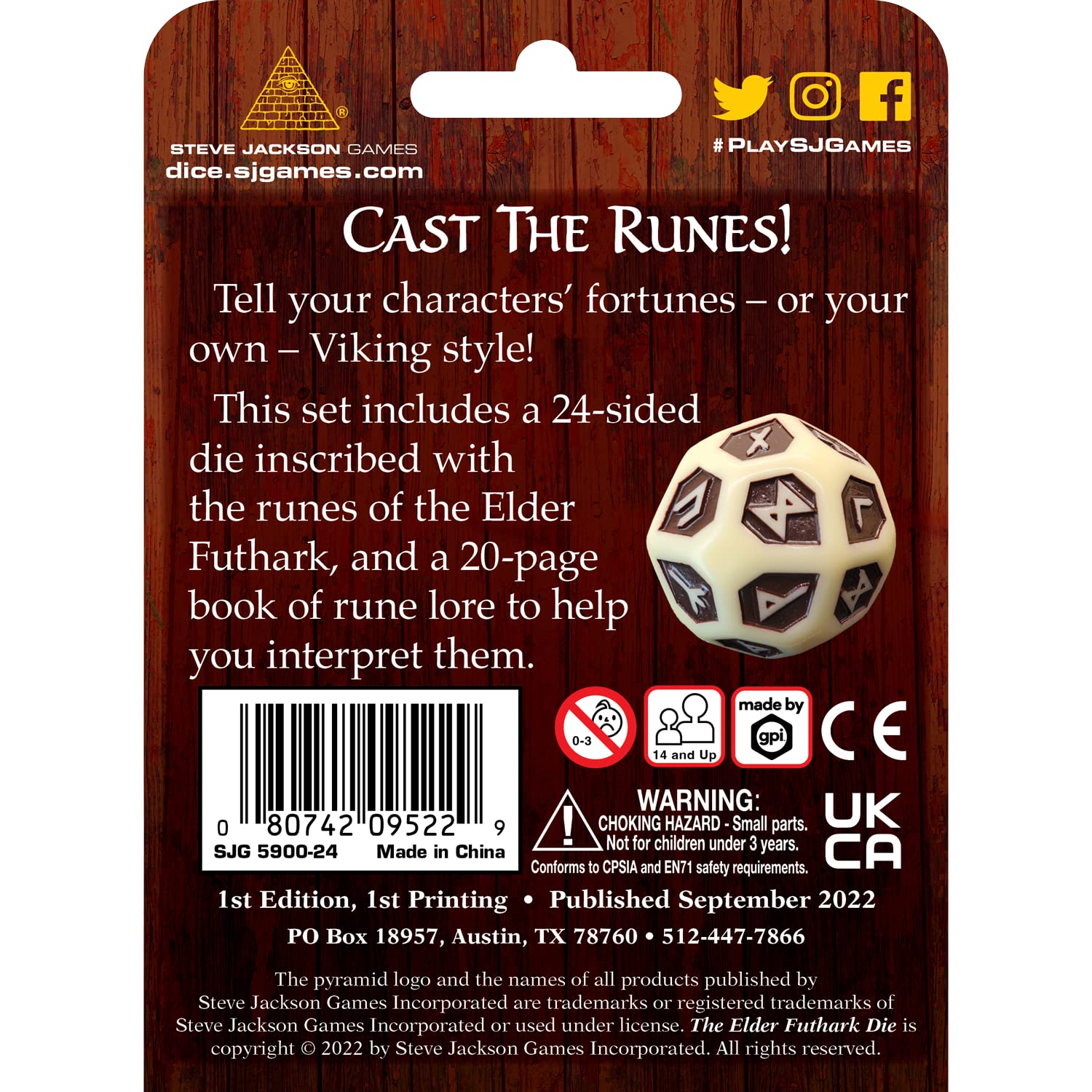Foto 4 pulgar | Dice Steve Jackson Games The Elder Futhark Con Libro Rune Lore - Venta Internacional.