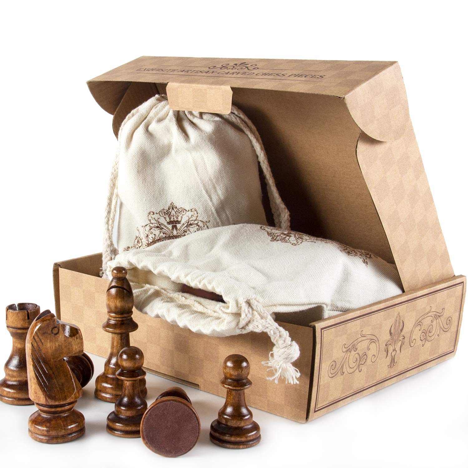 Foto 6 | Piezas De Ajedrez Amerous De Madera Talladas A Mano Con Tamaño King De 10,5 Cm - Venta Internacional.