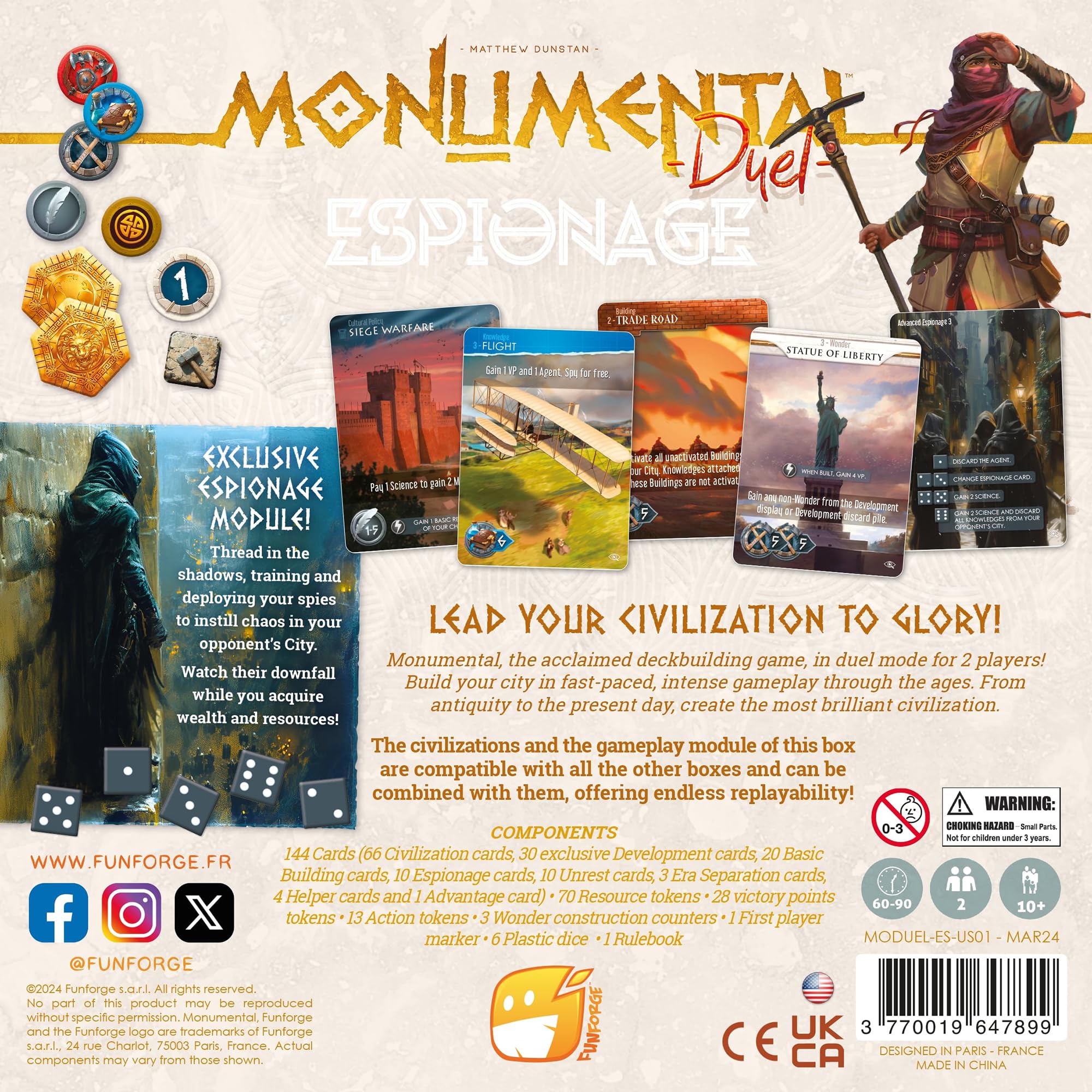 Foto 2 | Juego De Mesa Funforge Monumental Duel Espionage Para 2 Jugadores Y Más De 10 - Venta Internacional.