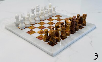 Foto 1 | Juego De Ajedrez Vintage De Mármol De 15 Cm Con Piezas Blancas Y Marrones - Venta Internacional.