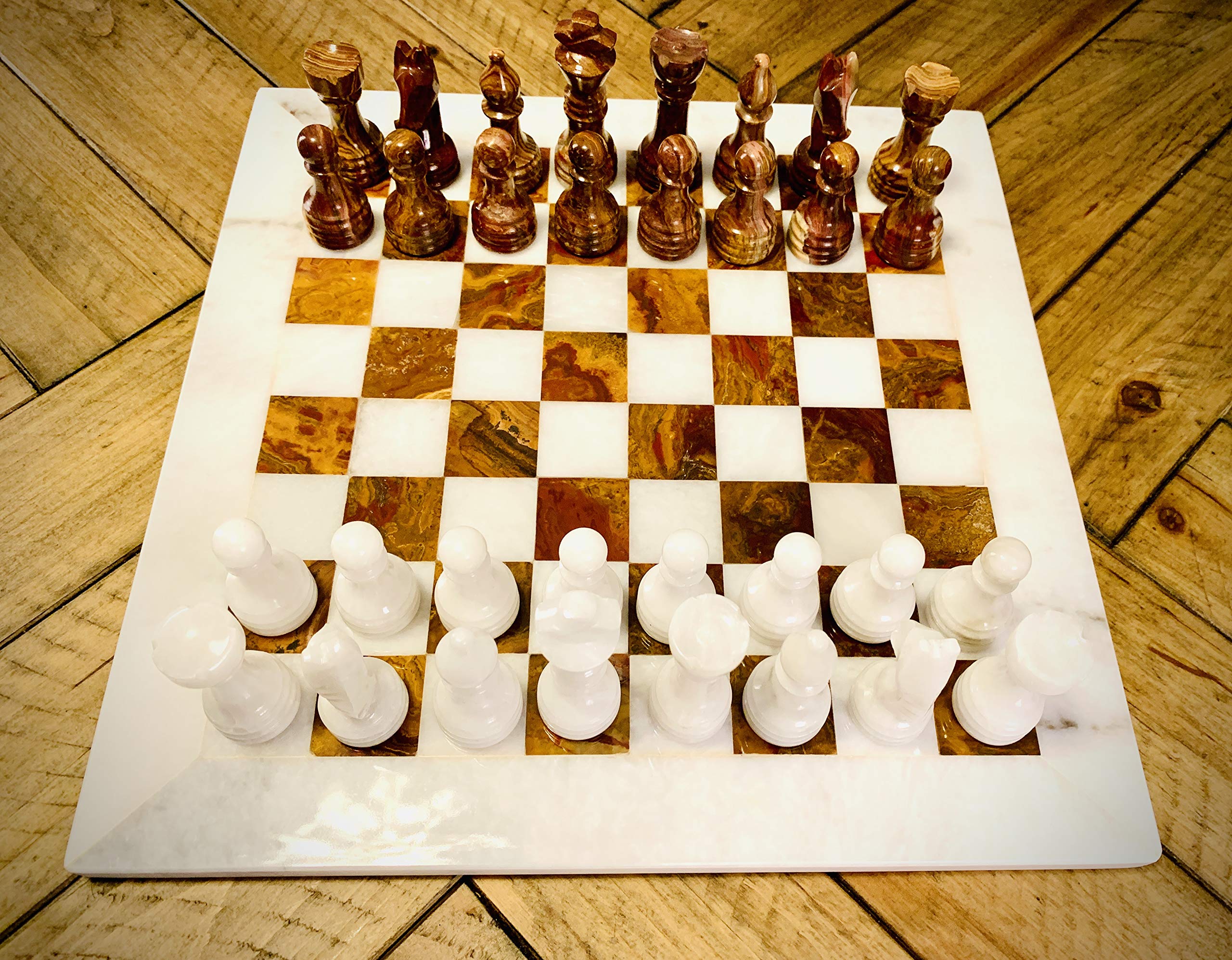 Foto 4 pulgar | Juego De Ajedrez Vintage De Mármol De 15 Cm Con Piezas Blancas Y Marrones - Venta Internacional.
