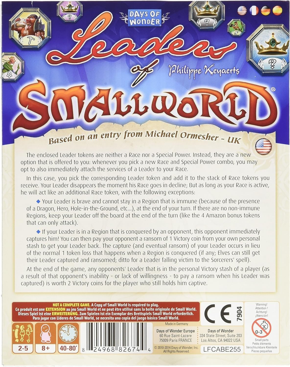 Foto 2 | La Expansión Del Juego De Mesa Leaders Of Small World Con 24 Fichas - Venta Internacional.