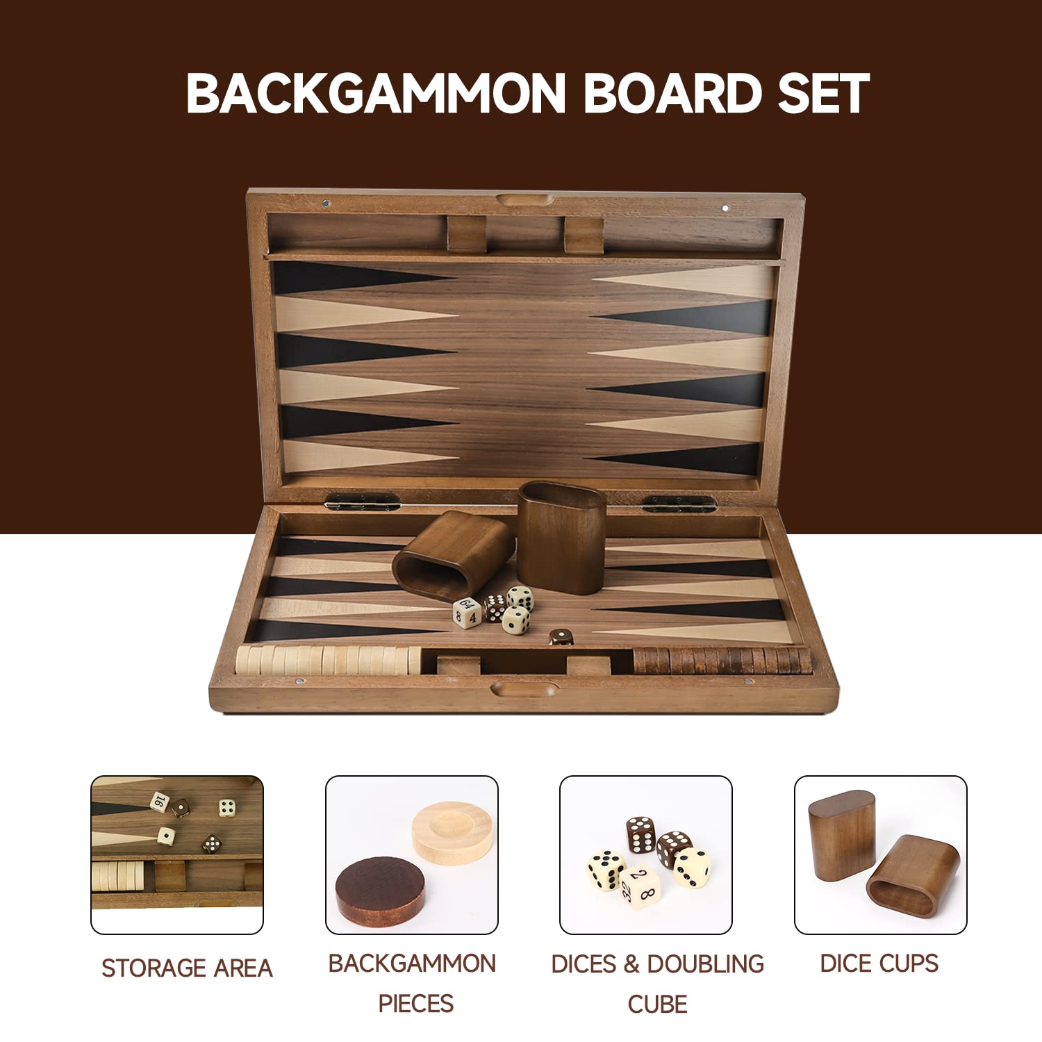 Foto 3 pulgar | Juego De Tablero De Backgammon Gse Games & Sports Expert Wooden - Venta Internacional.