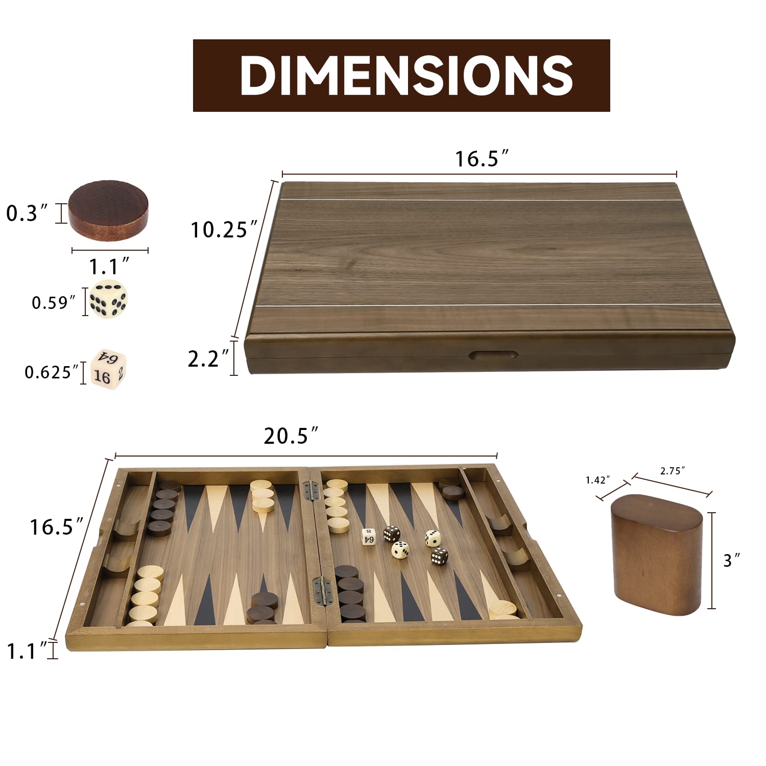 Foto 5 pulgar | Juego De Tablero De Backgammon Gse Games & Sports Expert Wooden - Venta Internacional.