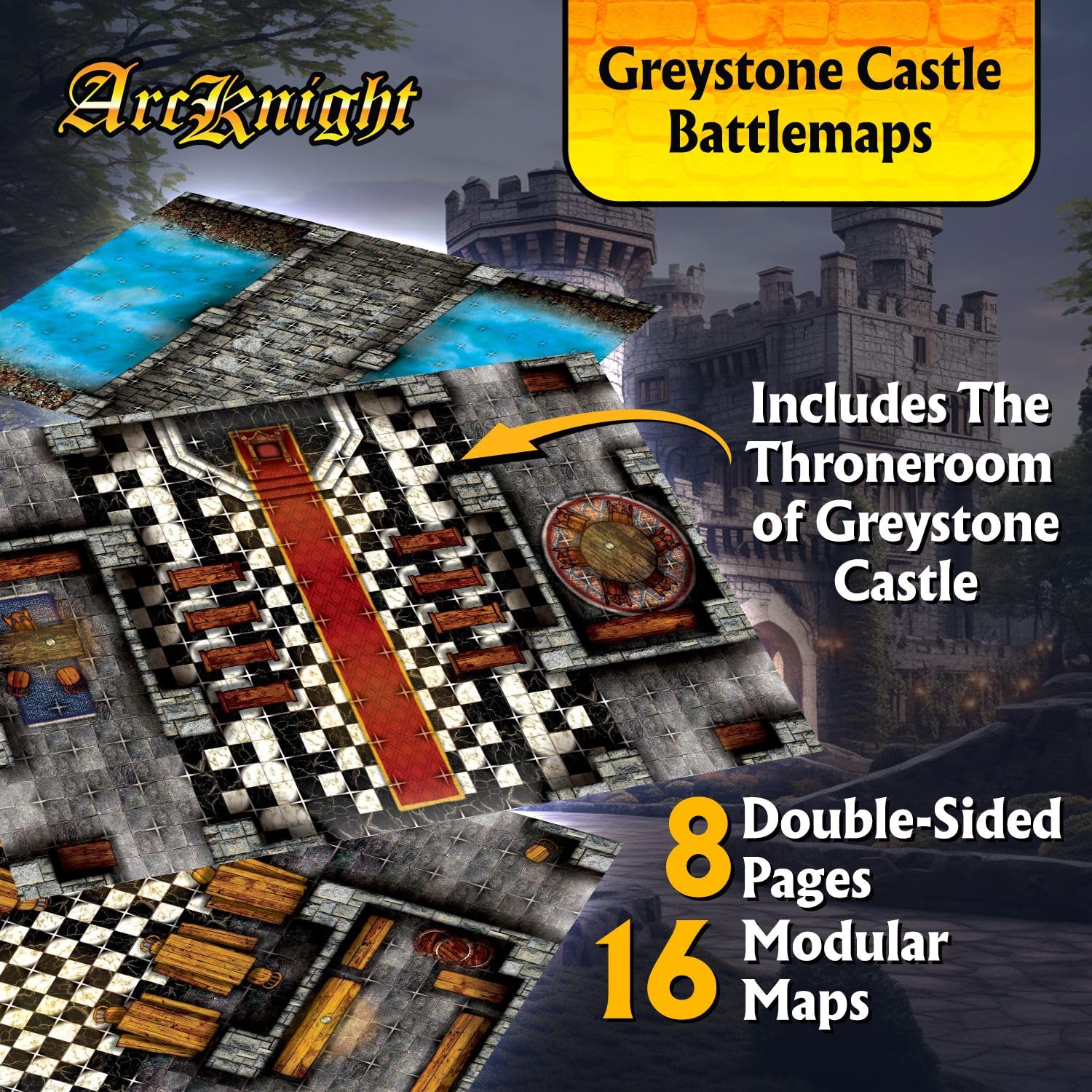Foto 2 | Paquete De Mapas Modulares Arcknight The Graystone Castle Rpg X16 - Venta Internacional.