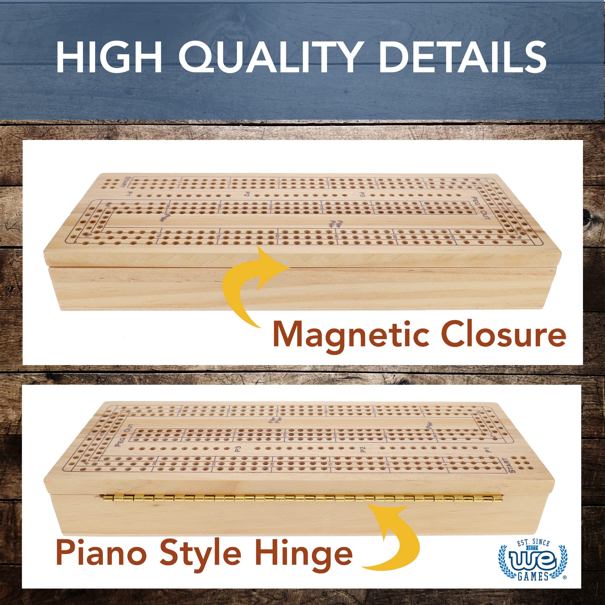 Foto 5 pulgar | Set Cribbage We Games De Madera Para 3 Jugadores Con Pinzas De Fácil Agarre - Venta Internacional.