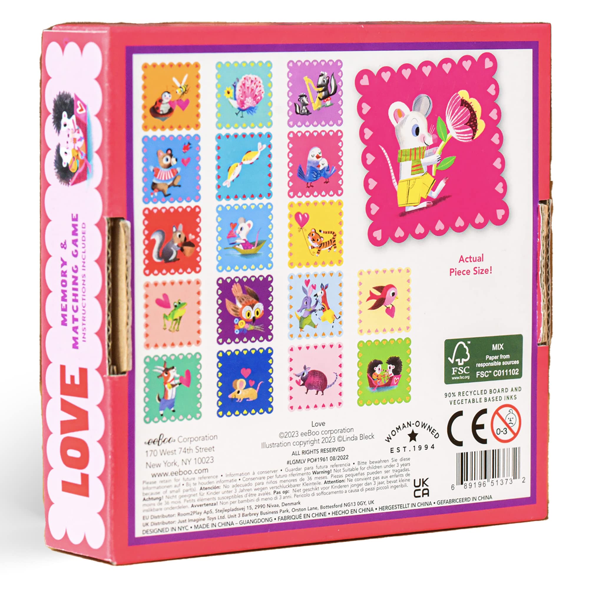 Foto 3 pulgar | Juego De Memoria Y Combinación Eeboo Love Little Square Desde Hace Más De 3 Años - Venta Internacional.