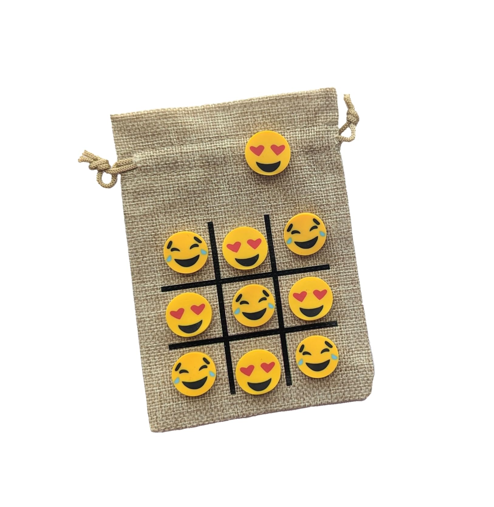 Set Tic Tac Toe Con Temática De Fiesta De Cumpleaños Con Minigomas De Borrar Con Emojis - Venta Internacional.