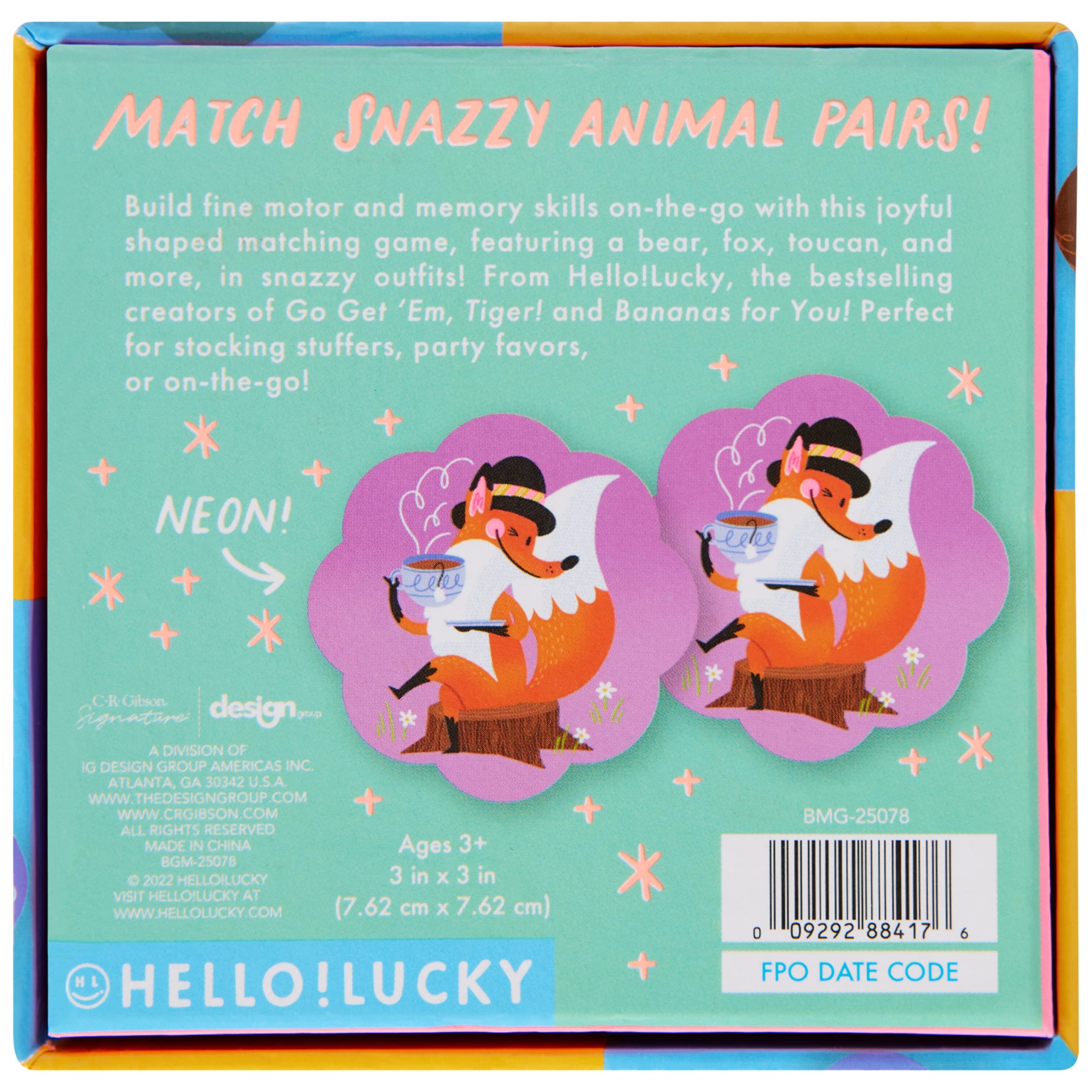 Foto 4 pulgar | Juego Memory Match C.r. Gibson Bgm-25078 Snazzy Animals Kids - Venta Internacional.