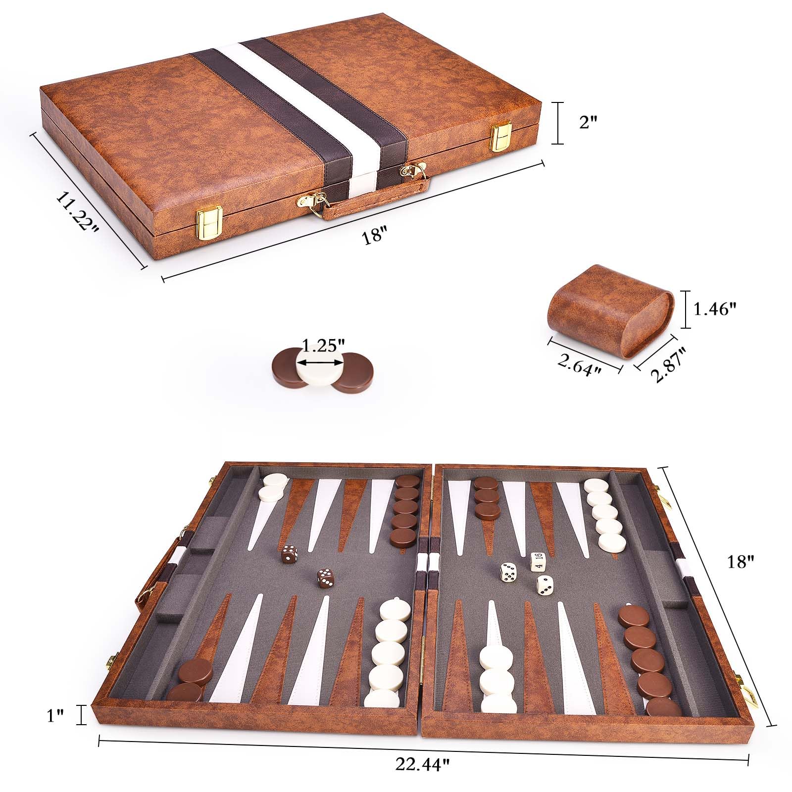 Foto 7 | Set De Backgammon Amerous Classic De 18 Pulgadas- Venta Internacional