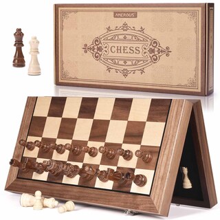 Foto 1 | Juego De Ajedrez Amerous Magnético De Madera De 38 Cm Con 2 Reinas Adicionales - Venta Internacional.
