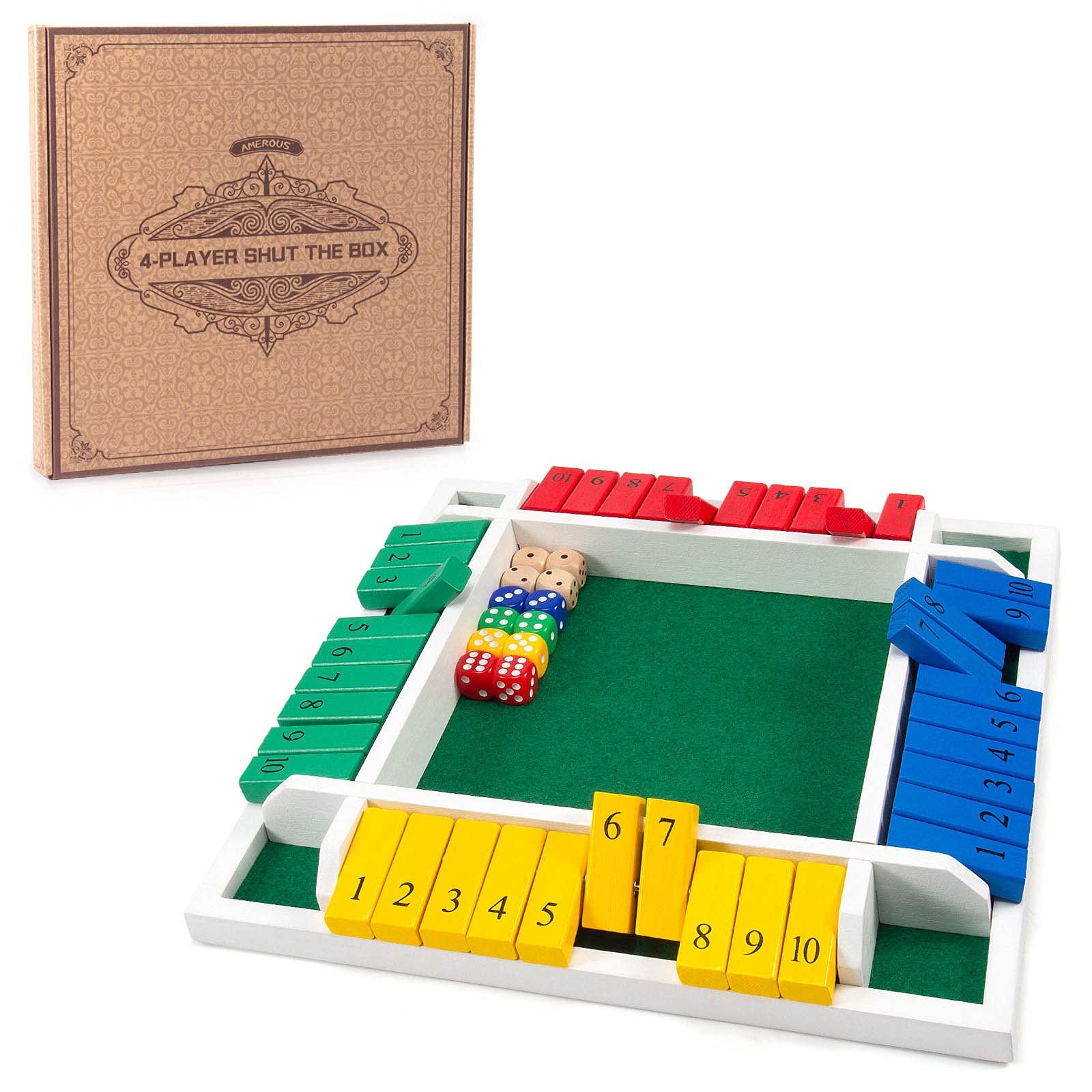 Foto 1 | Juego Shut The Box Amerous Tablero de Madera de 30 cm con 12 Dados - Venta Internacional
