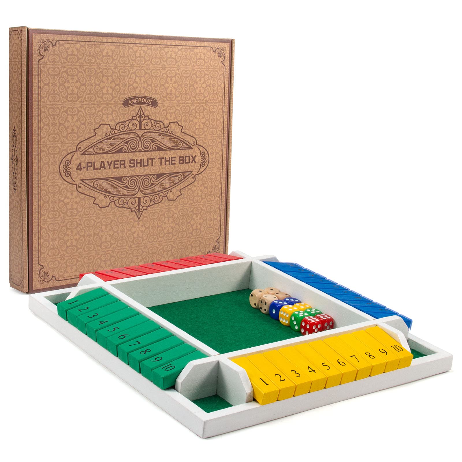 Foto 7 pulgar | Juego Shut The Box Amerous Tablero de Madera de 30 cm con 12 Dados - Venta Internacional