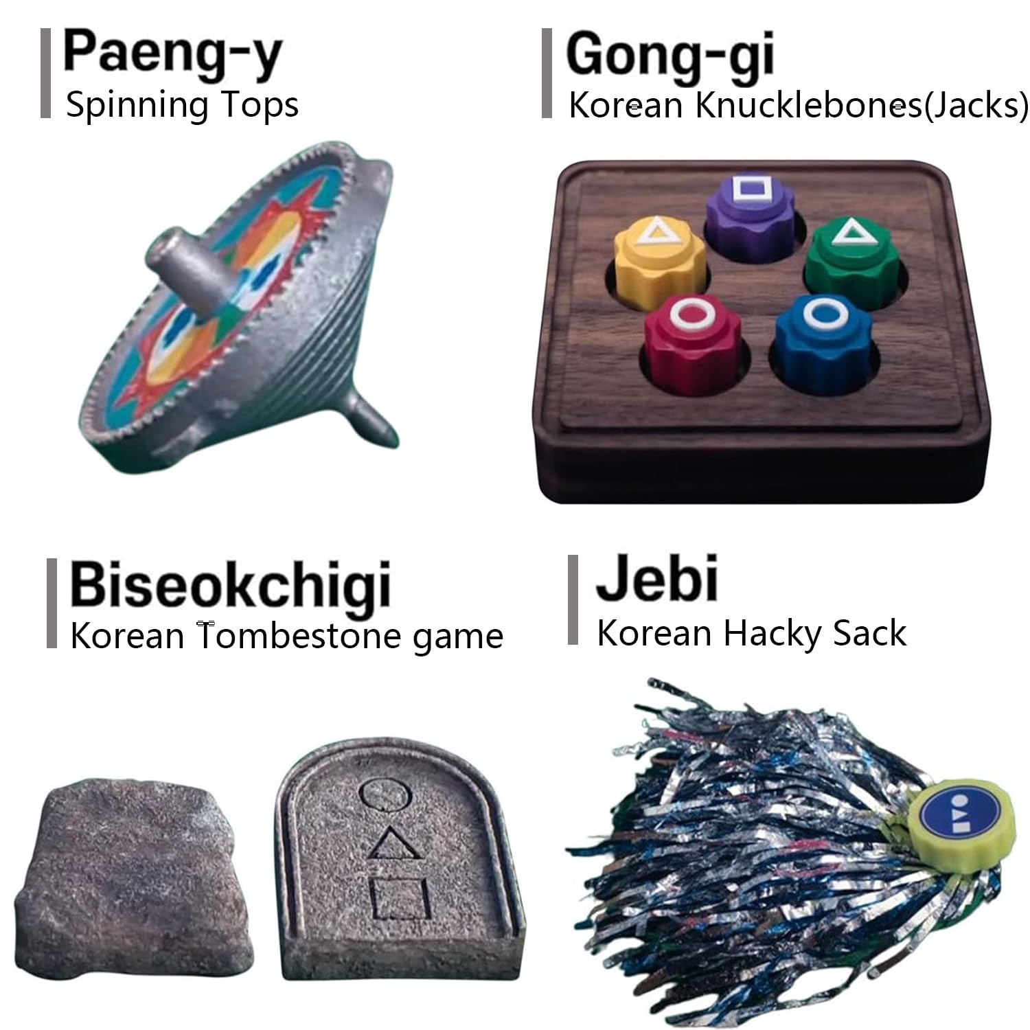 Foto 2 | Set De Juego Tradicional Coreano Gong-gi Biseokchigi Jebi Chagi Paeng-y Ddakji - Venta Internacional.