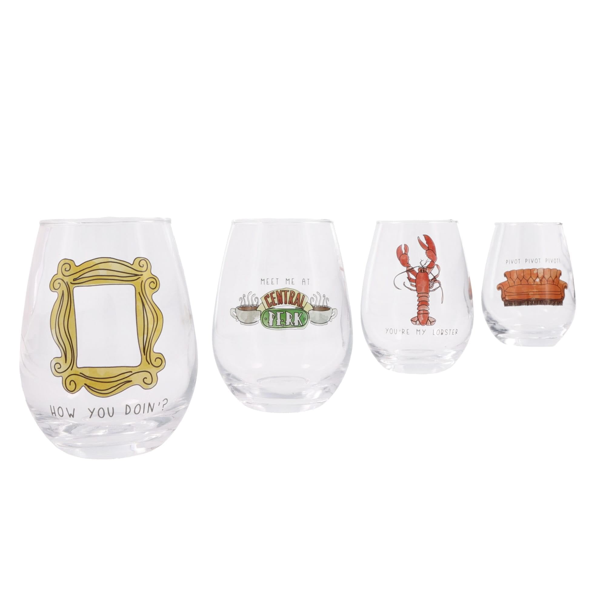 Foto 3 pulgar | Set De Copas De Vino Silver Buffalo Friends Iconic Quotes X4, 355 Ml - Venta Internacional.