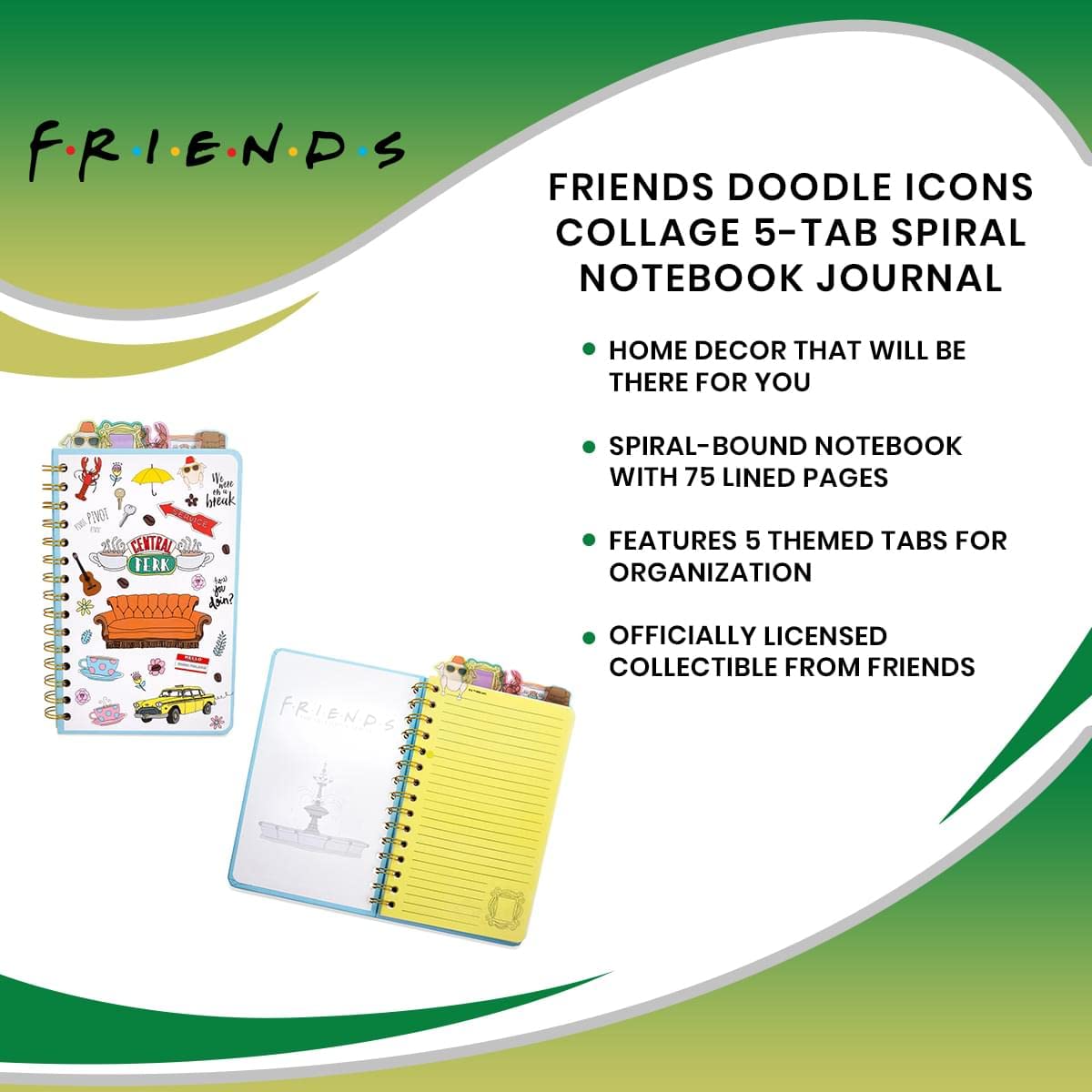 Foto 8 pulgar | Cuaderno Espiral Plateado Buffalo Friends Doodle Icons, 75 Págs. - Venta Internacional.