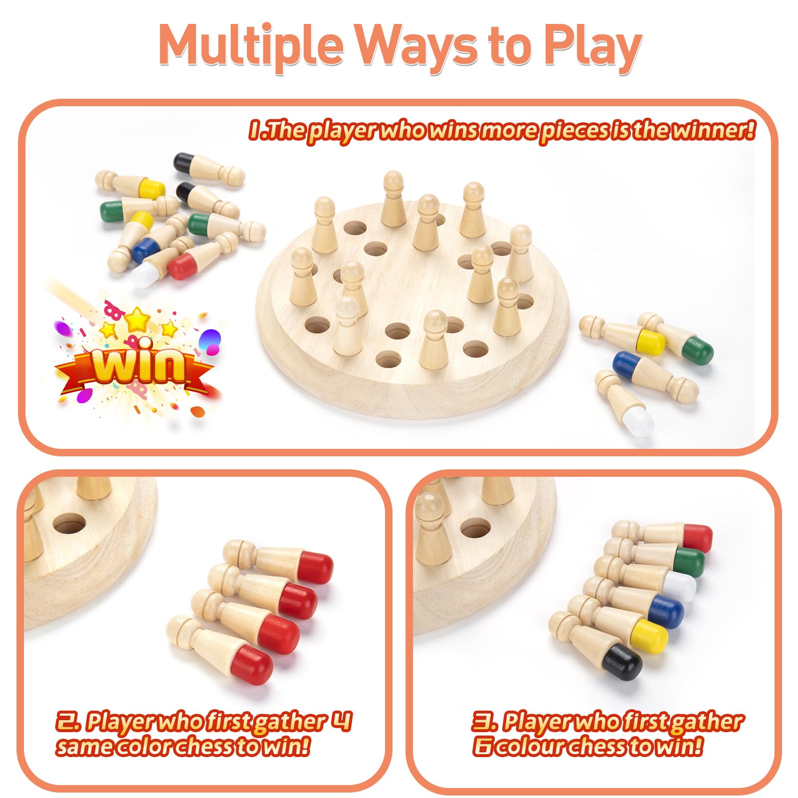 Foto 4 pulgar | Juego De Ajedrez Con Memoria Hirger Wooden Para Niños De Más De 3 Años - Venta Internacional.