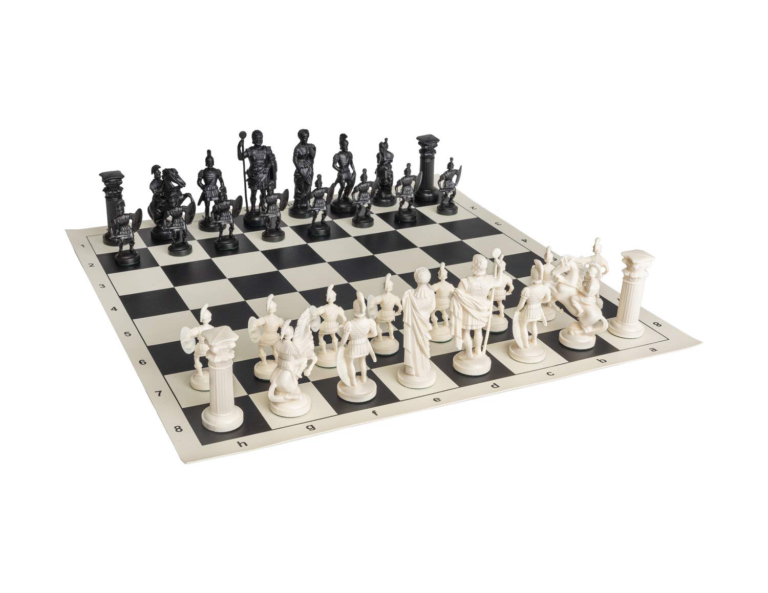 Foto 2 pulgar | Juego De Ajedrez Romano Con Tablero De Ajedrez De Vinilo Negro/blanco De 44 Cm - Venta Internacional.