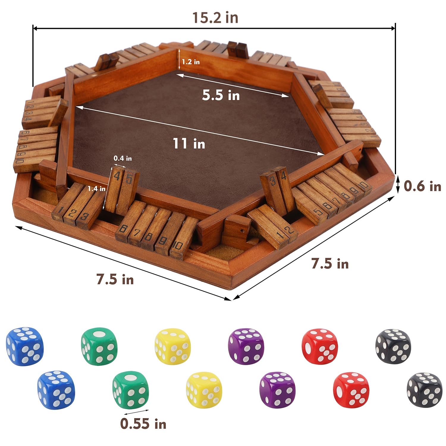 Foto 3 pulgar | Juego de Mesa Juegoal Wooden Shut The Box Dice Game 1 a 6 Jugadores - Venta Internacional