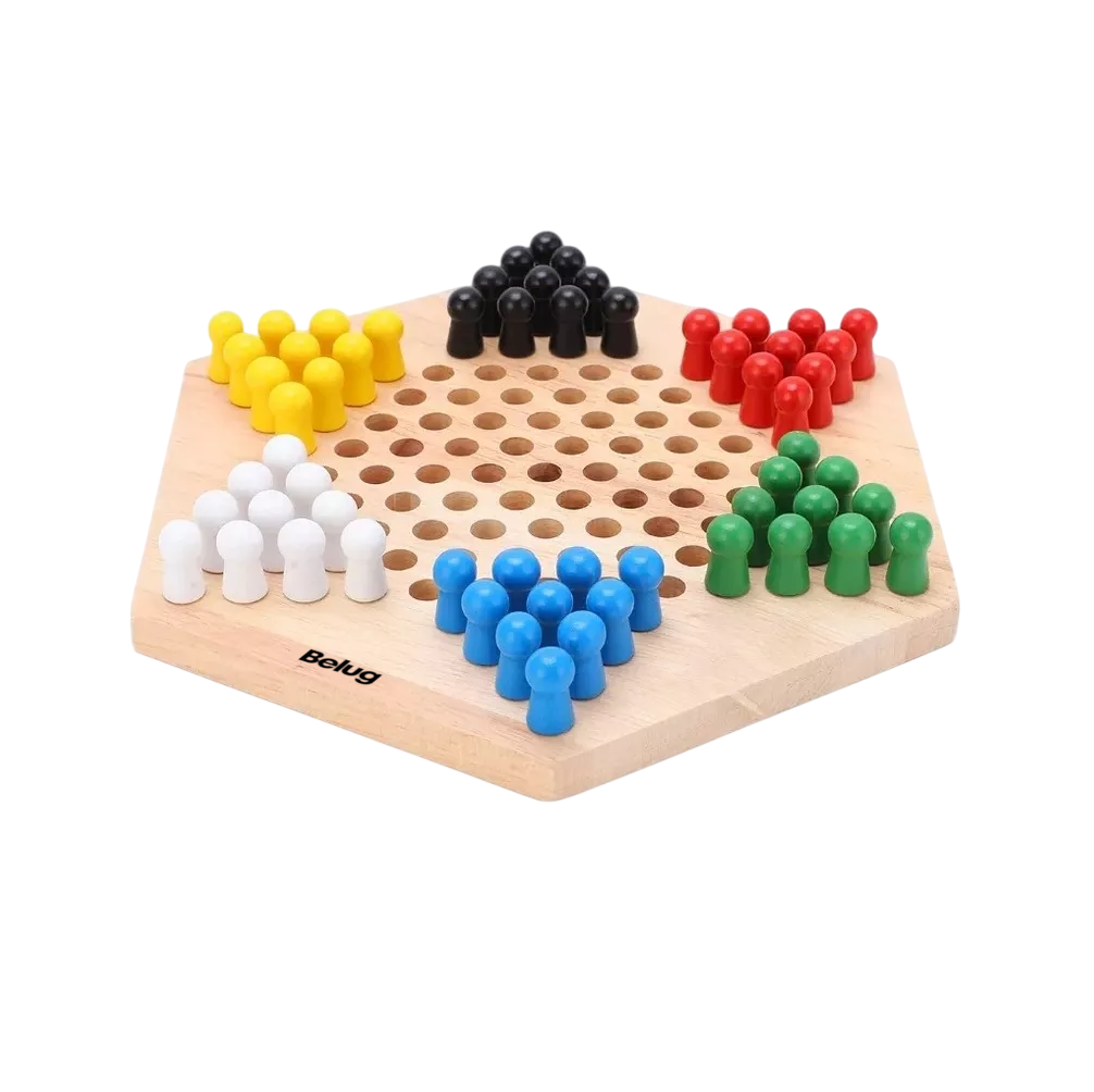 Foto 1 | Dama China Game Artesanal De Madera Grande Con 60 Canicas Belug Colores