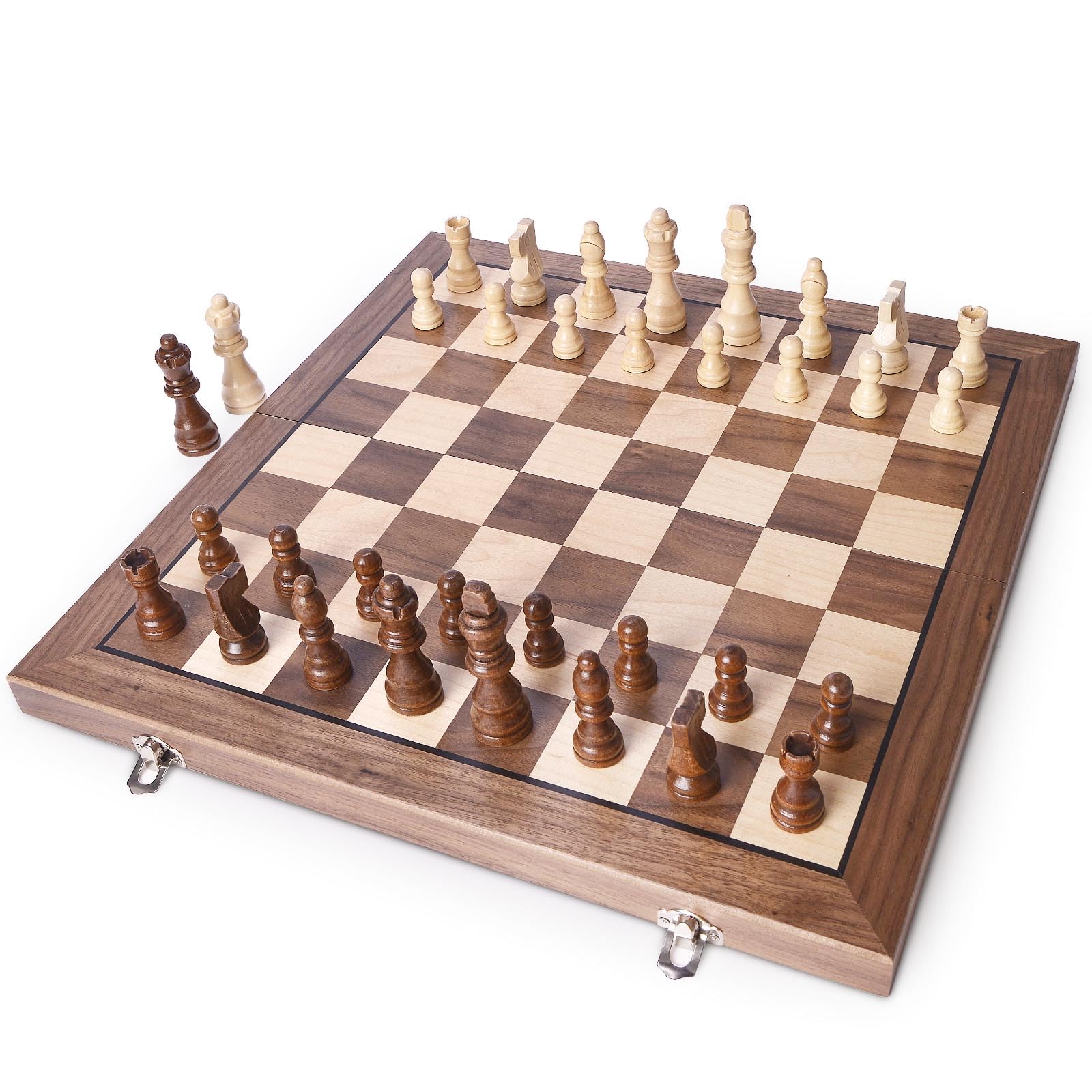 Foto 3 pulgar | Juego de Ajedrez Amerous Magnético de Madera 38 cm con 2 Reinas Adicionales - Venta Internacional