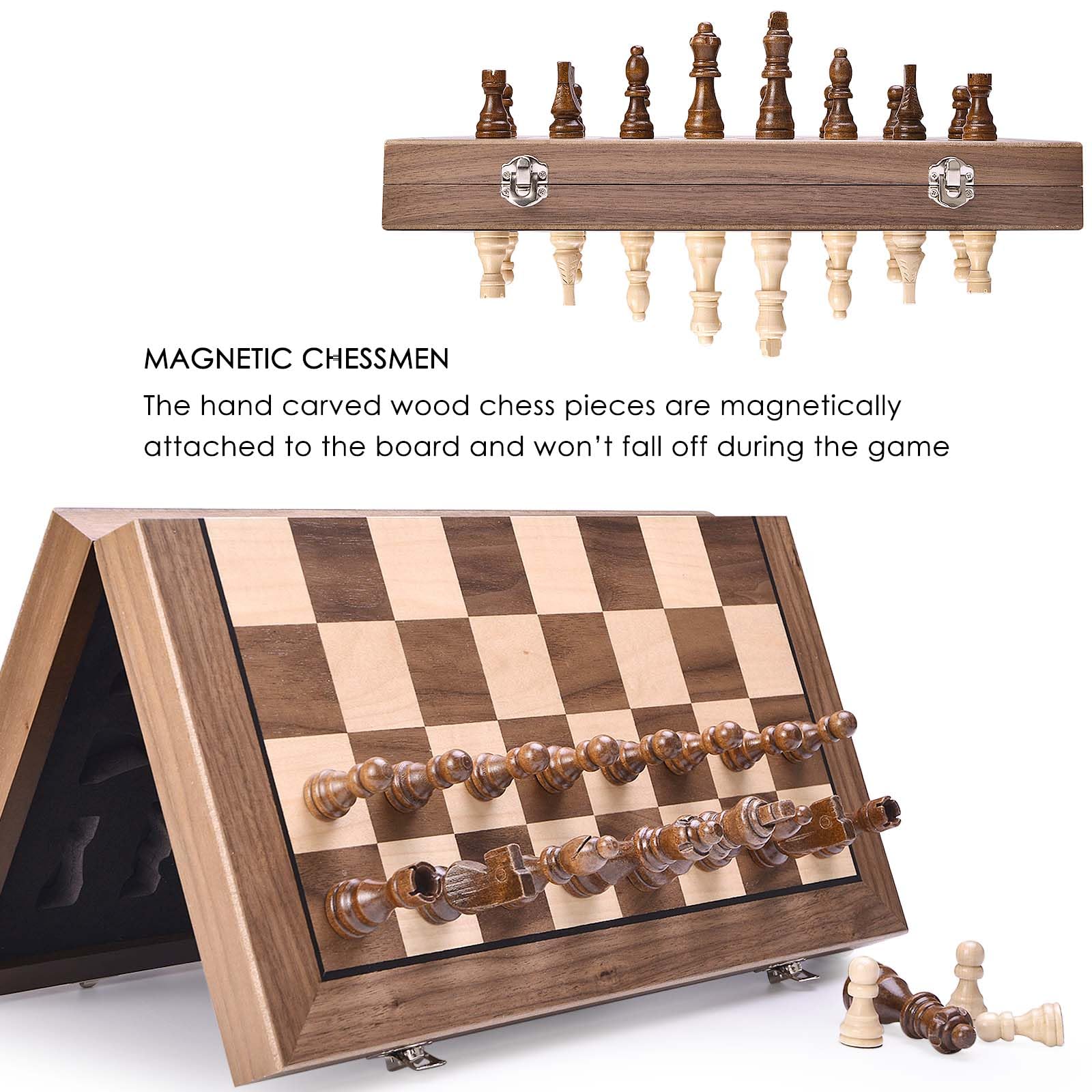 Foto 4 | Juego de Ajedrez Amerous Magnético de Madera 38 cm con 2 Reinas Adicionales - Venta Internacional