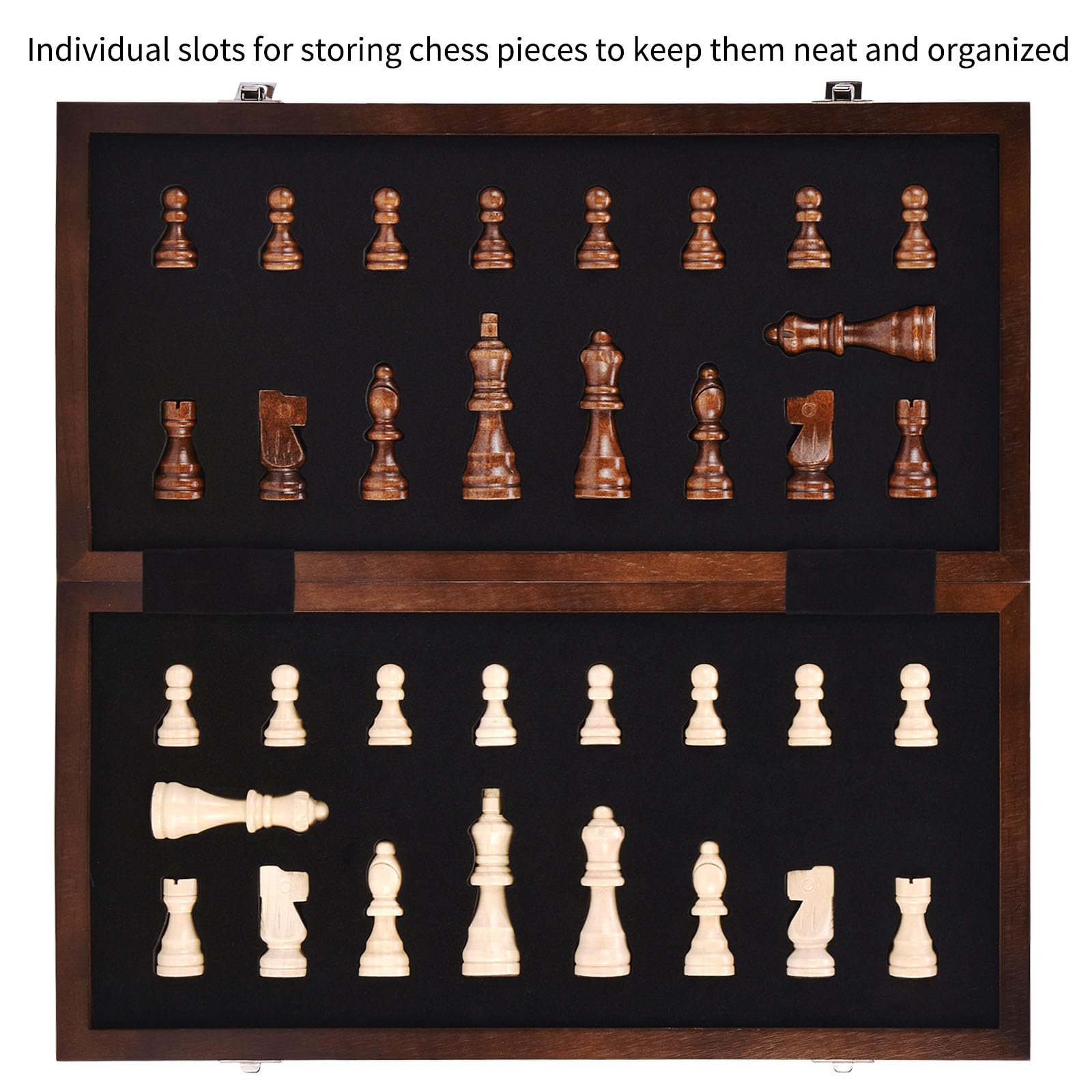 Foto 6 pulgar | Juego de Ajedrez Amerous Magnético de Madera 38 cm con 2 Reinas Adicionales - Venta Internacional
