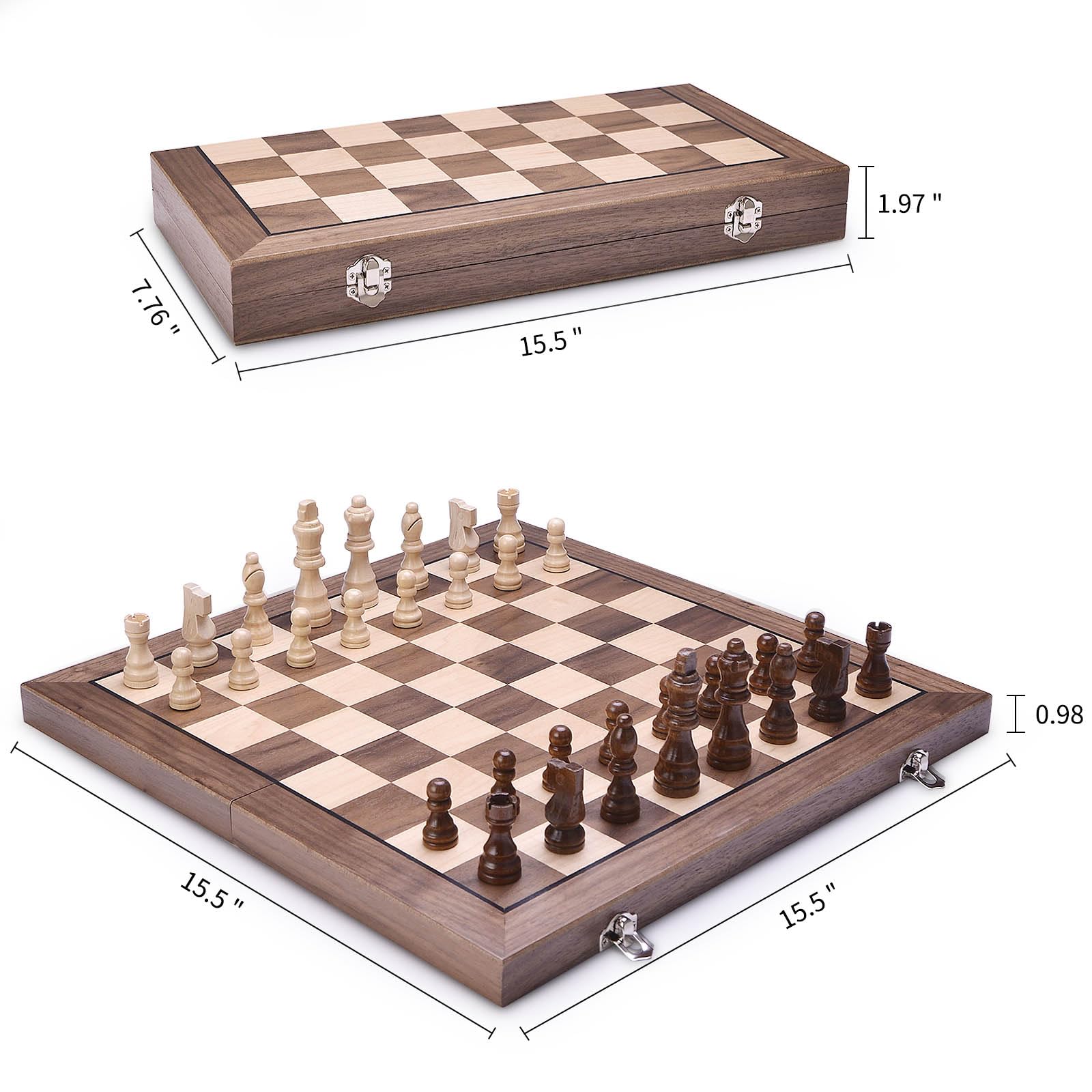 Foto 6 | Juego de Ajedrez Amerous Magnético de Madera 38 cm con 2 Reinas Adicionales - Venta Internacional