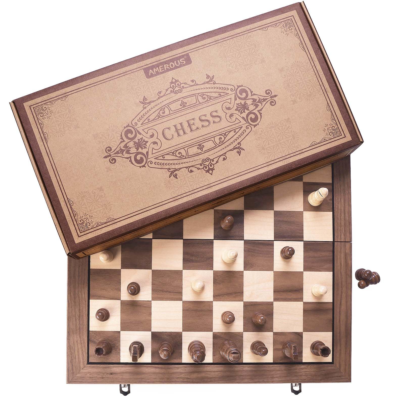 Foto 7 | Juego de Ajedrez Amerous Magnético de Madera 38 cm con 2 Reinas Adicionales - Venta Internacional