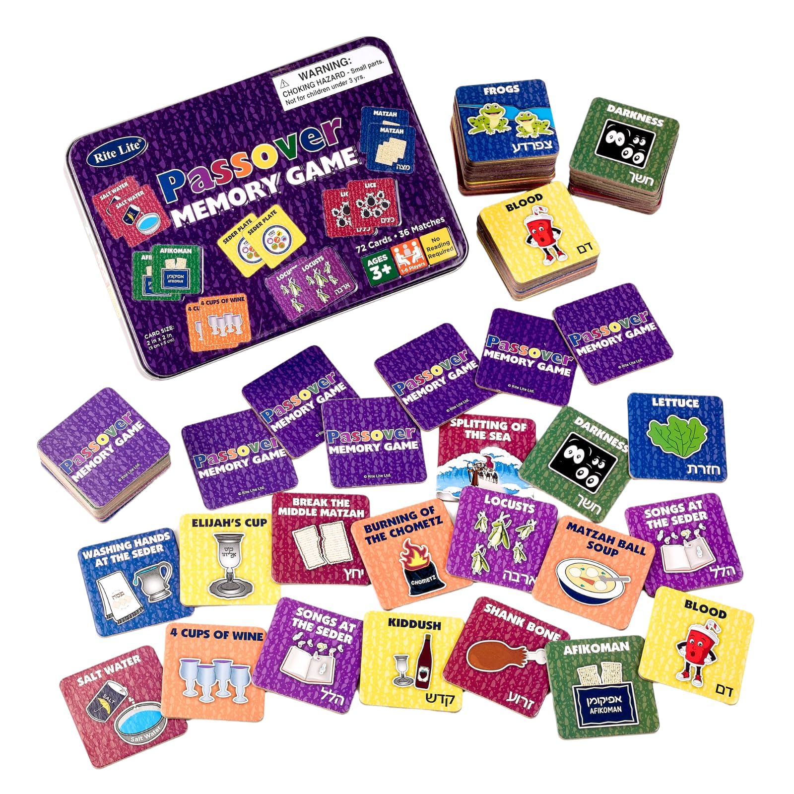 Lata Coleccionable Memory Game Rite Lite Passover De 72 Tarjetas - Venta Internacional.
