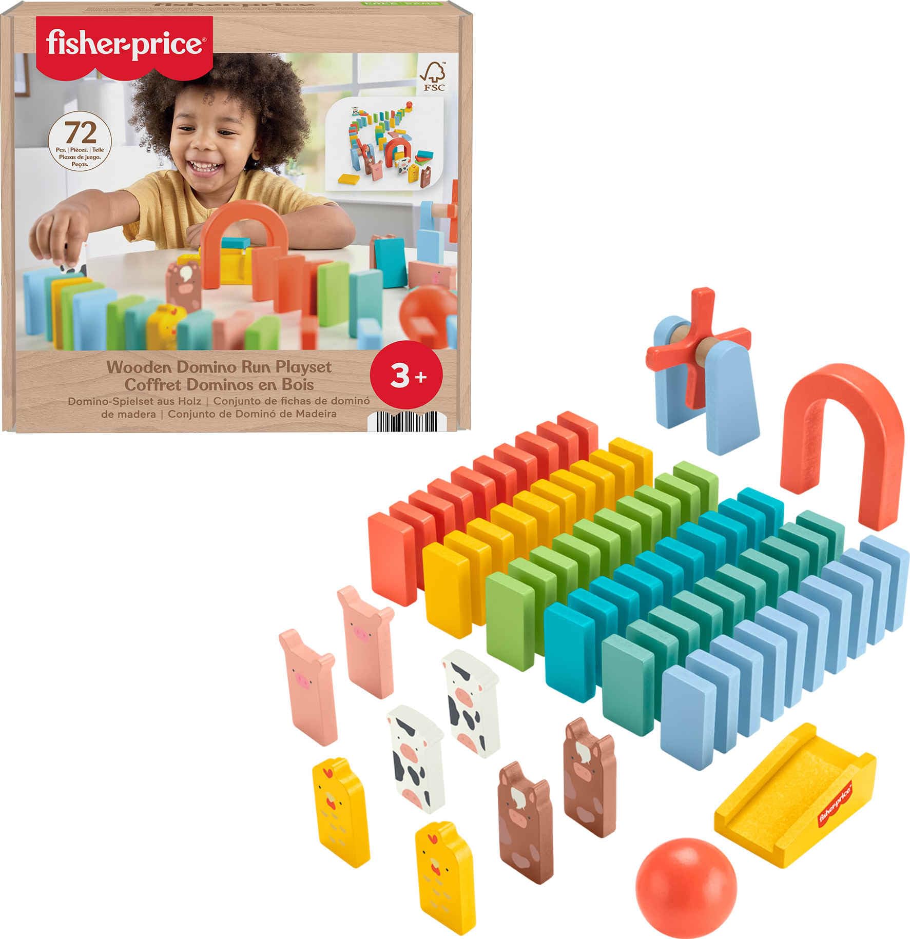 Foto 2 pulgar | Set De Juego Domino Run Fisher-price Wood De 72 Piezas Para Niños De Más De 3 Años - Venta Internacional.