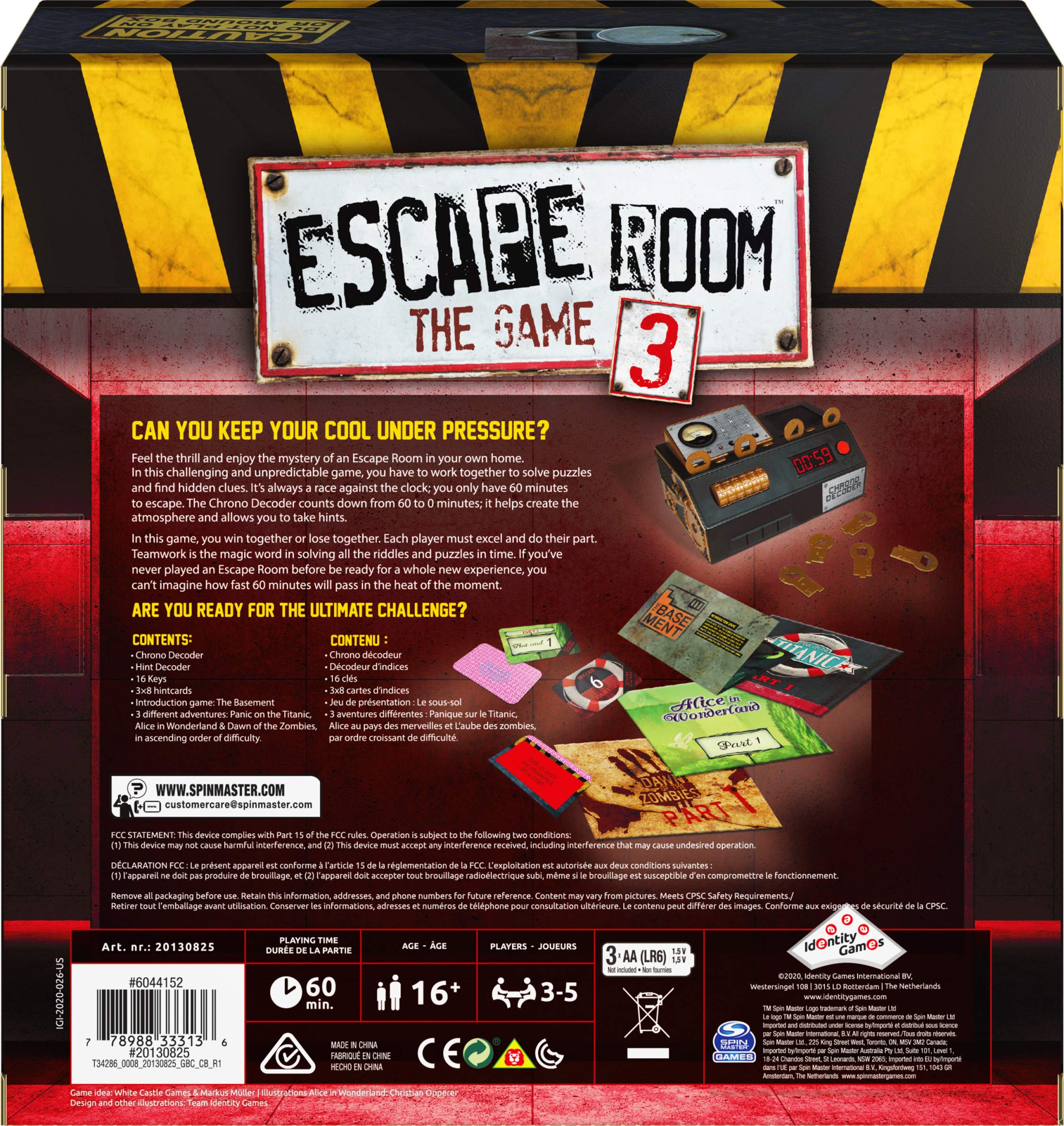 Foto 6 pulgar | Juego De Mesa Spin Master Escape Room Versión 3 Para Mayores De 16 Años - Venta Internacional.