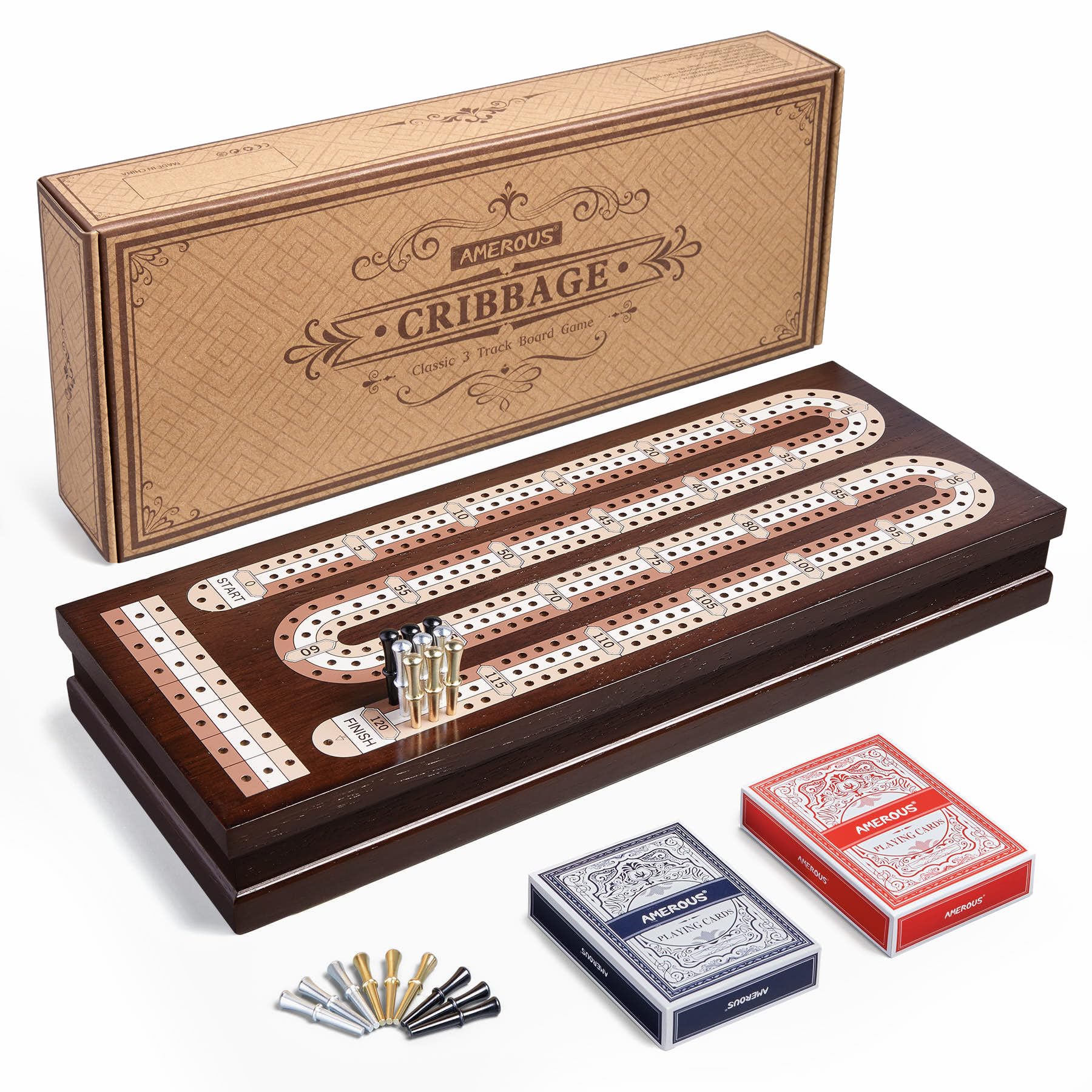 Juego De Mesa Cribbage Amerous Wooden Con Cierre Magnético - Venta Internacional.