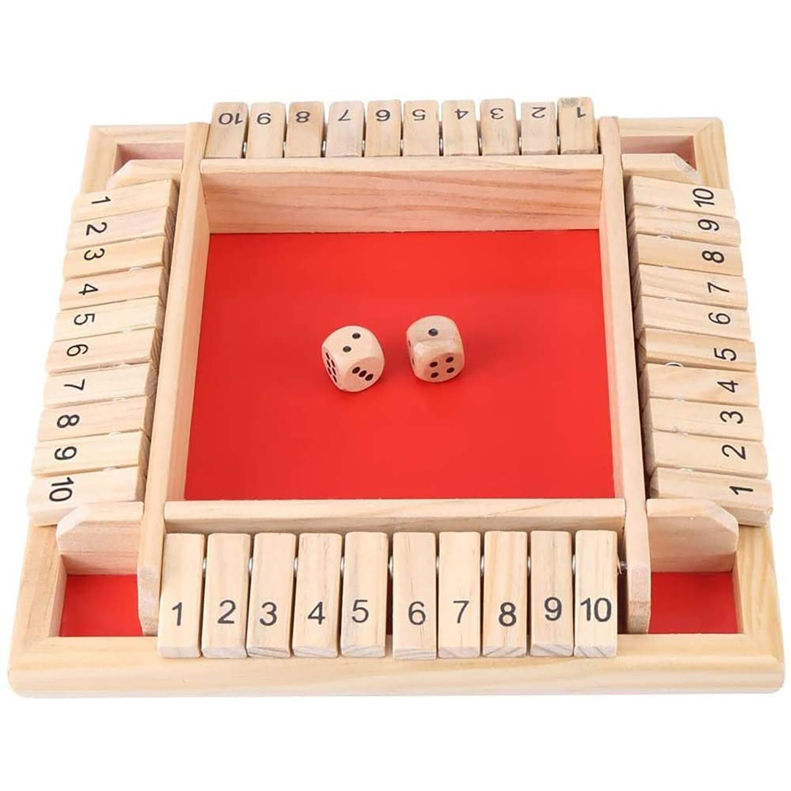 Foto 2 pulgar | Juego De Mesa Tipo Puzzle Shut The Box Para 4 Jugadores De Madera Con Juego De Dados - Venta Internacional.