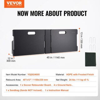 Foto 7 | Tabla Reboteadora De Fútbol Vevor De 45 X 13 Cm Con 2 Ángulos Para Entrenamiento - Venta Internacional.