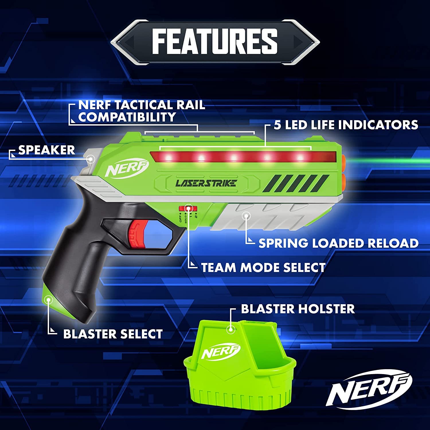 Foto 3 pulgar | Juego De Laser Tag Nerf Laser Strike Para 4 Jugadores Con 4 Lanzadores Y Fundas - Venta Internacional.