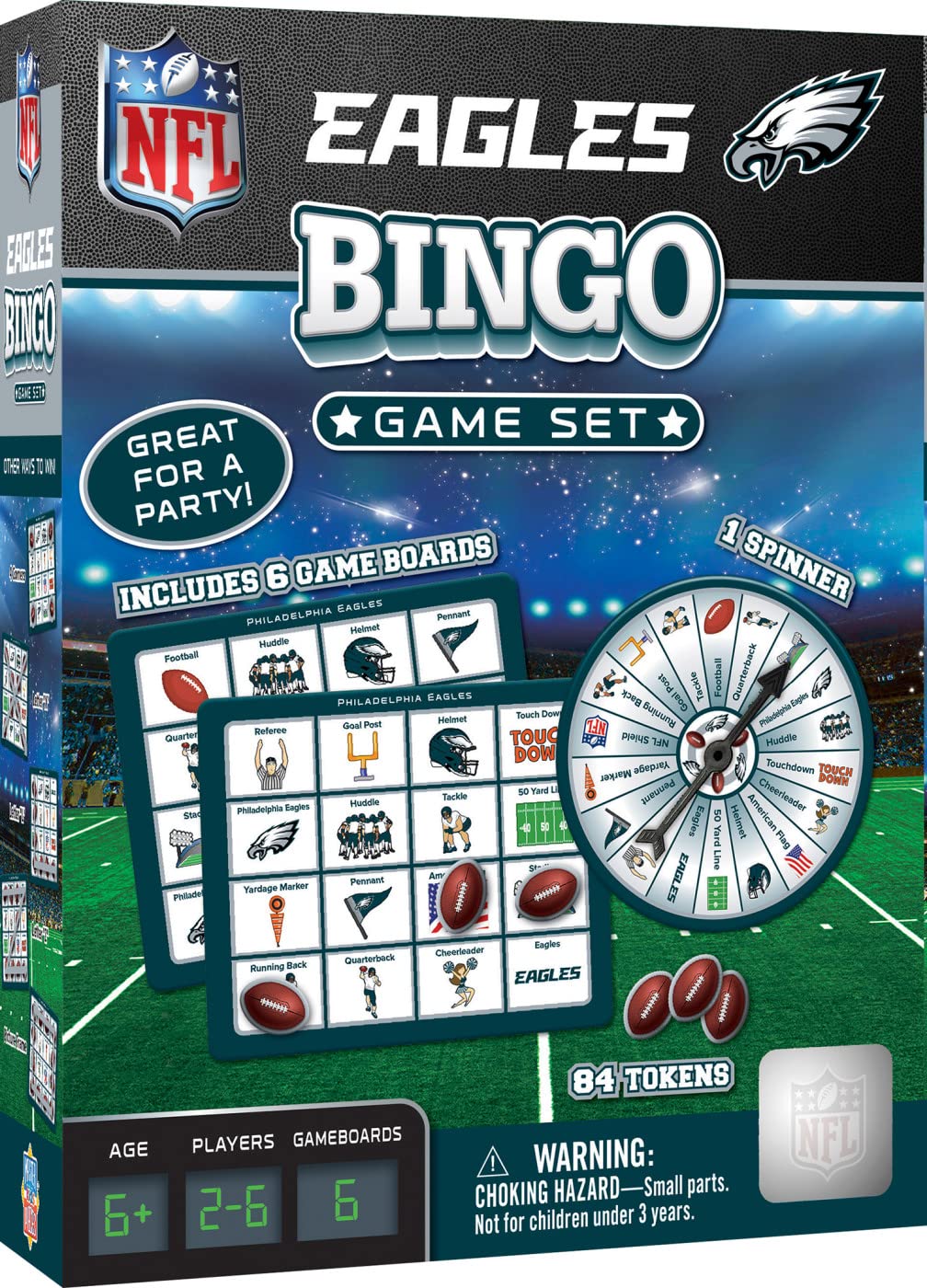 Juego De Bingo Masterpieces Nfl Philadelphia Eagles Para Niños A Partir De 3 Años - Venta Internacional.